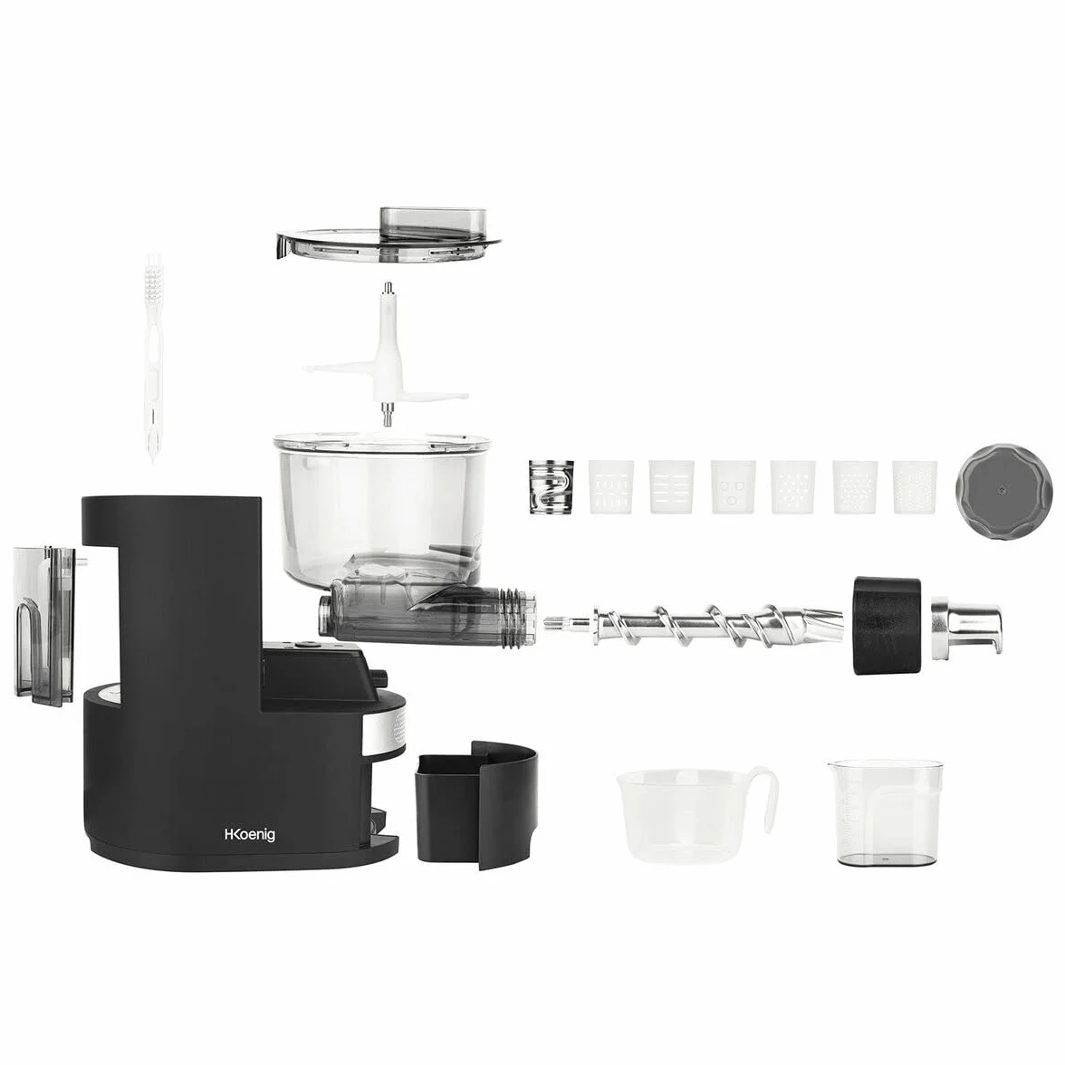 H.Koenig Pasta Maker HOMY90, 600g pasta, 375ml agua, 6 programas automáticos sin gluten, 7 moldes para pasta, balanza integrada, 220W