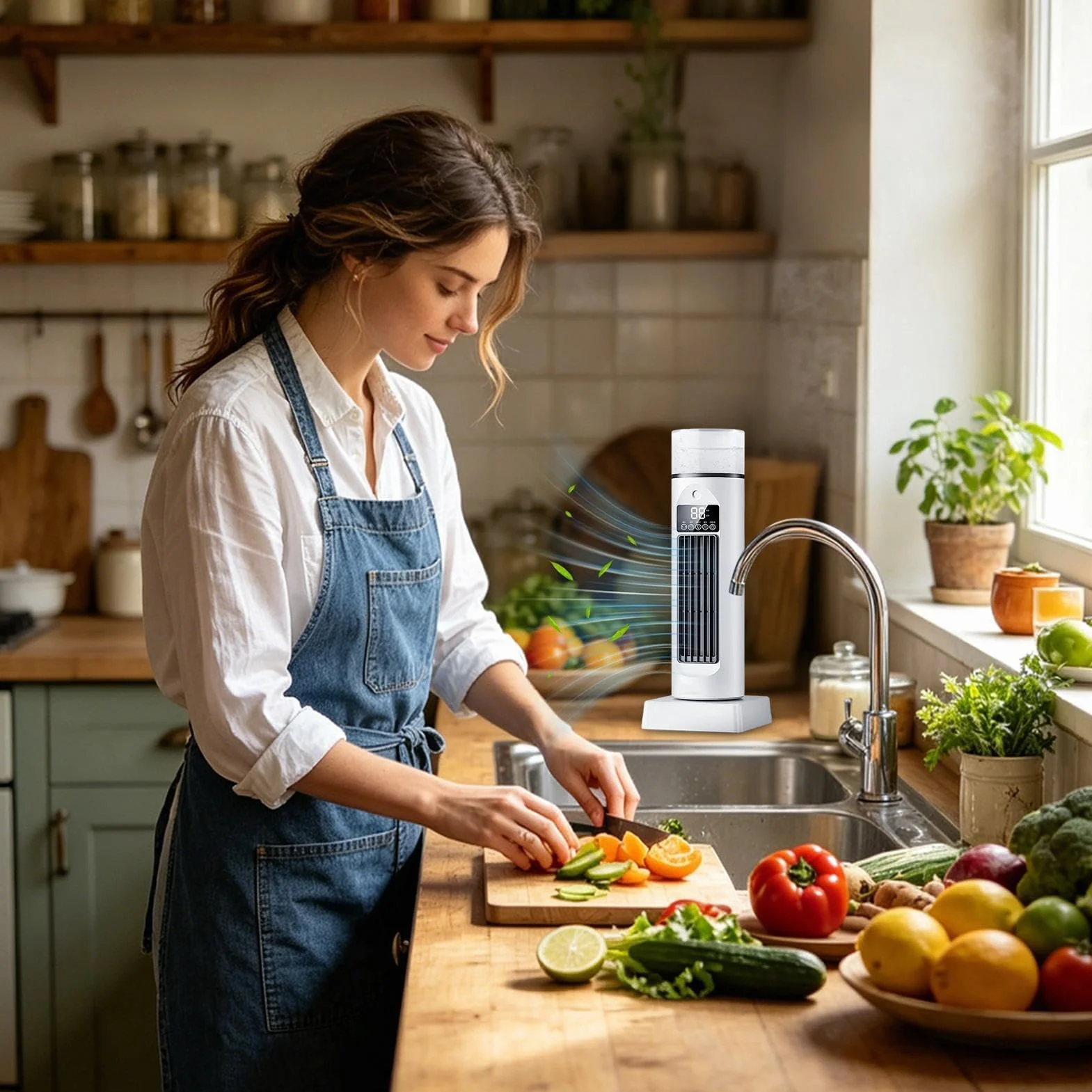 Ventilador Torre Herramienta Sin Aspas 6 Velocidades, Tanque De Agua | Ventilador Oscilante 110 Grados Que Expulsa Aire Frío Para Escritorio Interior Mujeres Y Hombres Hogar Oficina Cocina