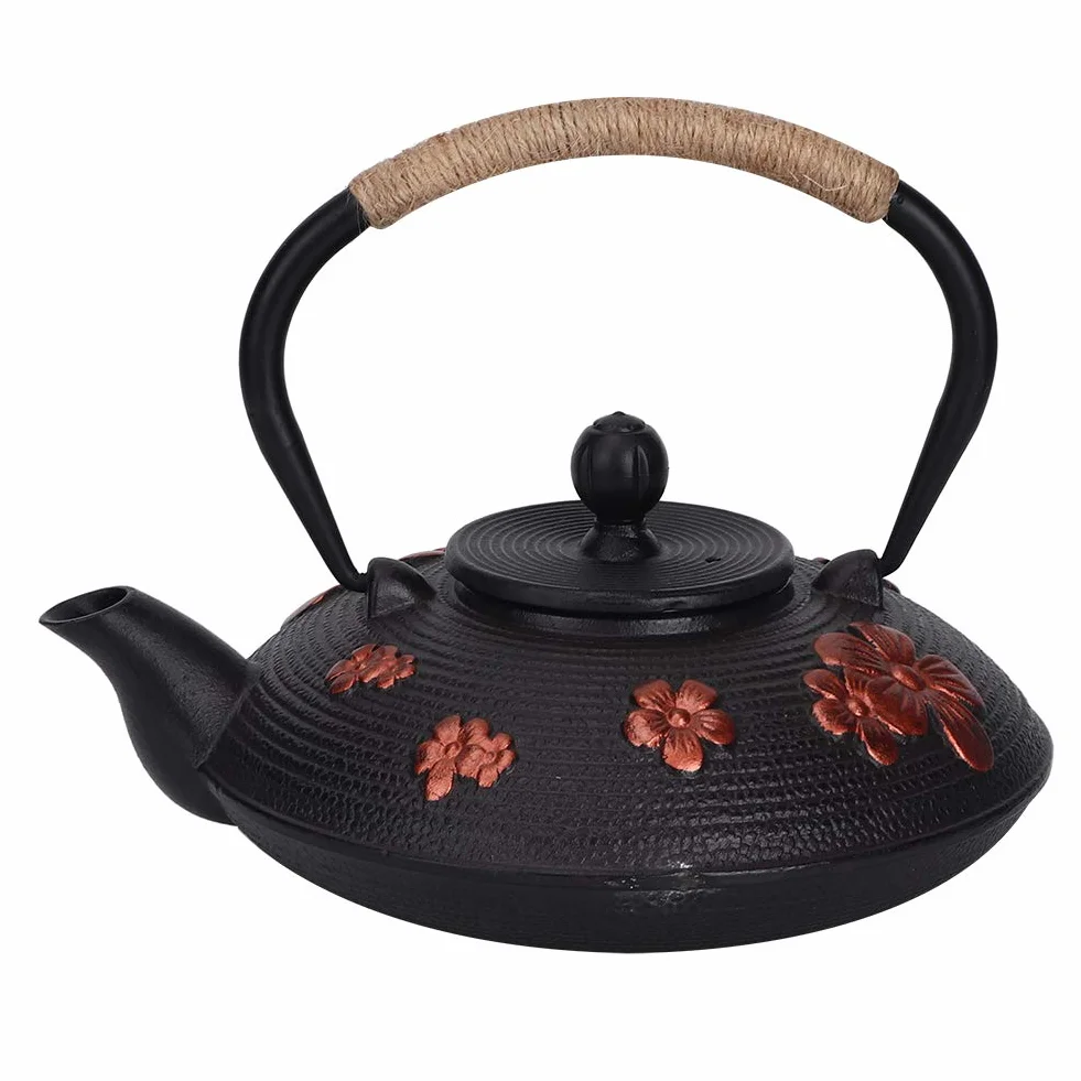 Tetera de Hierro Fundido de 900ml, Flores de Cerezo, Tetera Japonesa de Tetsubin con Filtro Infusor de Acero Inoxidable para Té de Hojas Sueltas