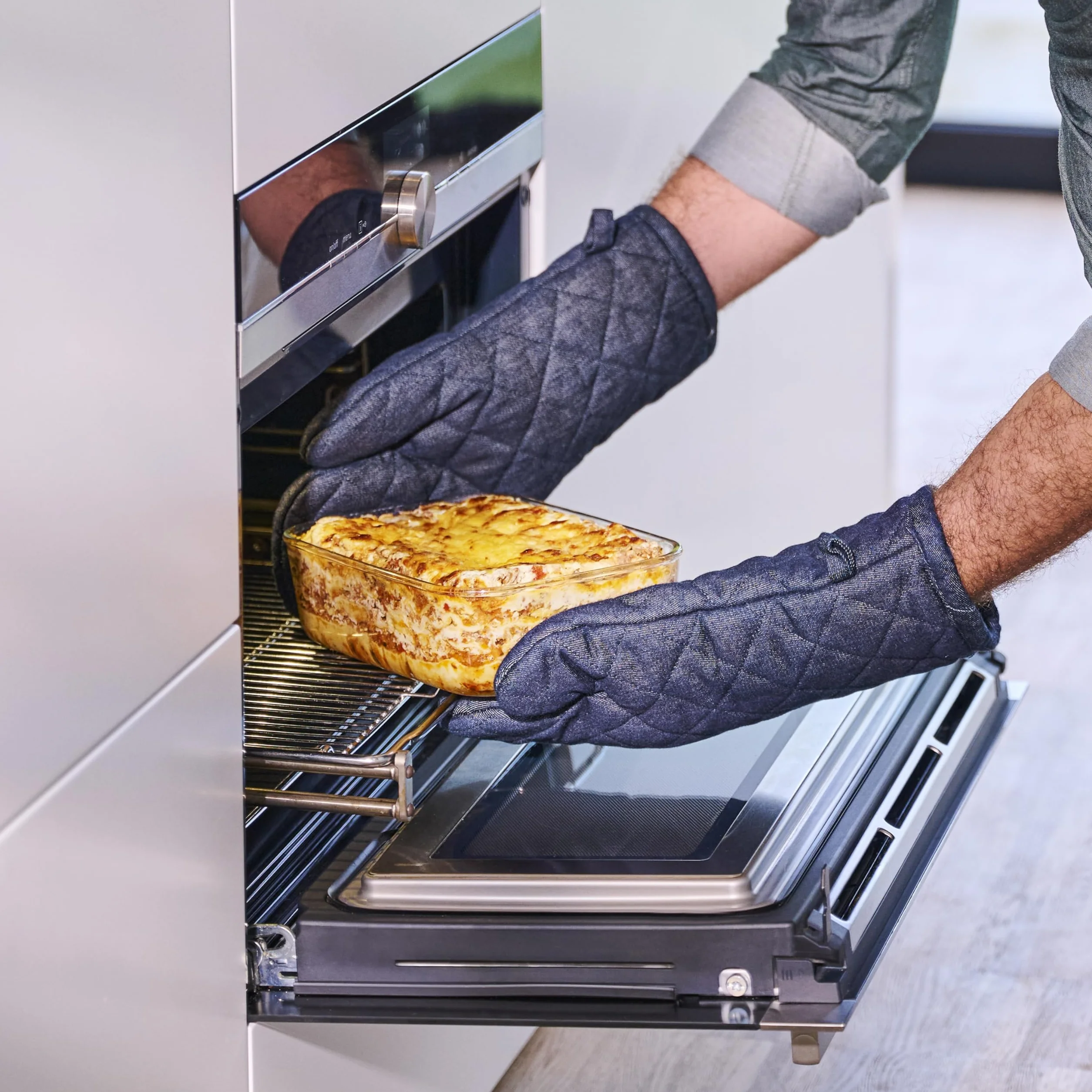 Mepal - Táper de cristal EasyClip 3 piezas - Caja de almacenamiento con tapa y cierre deslizante - Apto para microondas, vaporera, horno, frigorífico y congelador - 2x 1000 + 2250 ml - Nordic sage