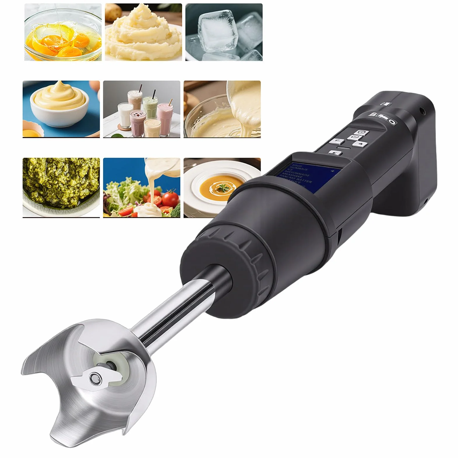 ViaGasaFamido Batidora de Mano Comercial de 300 W, Batidora Industrial, Profesional con Motor sin Escobillas, Velocidad Variable de 3000 a 12 000 RPM, de Acero Inoxidable de (Enchufe de la UE)