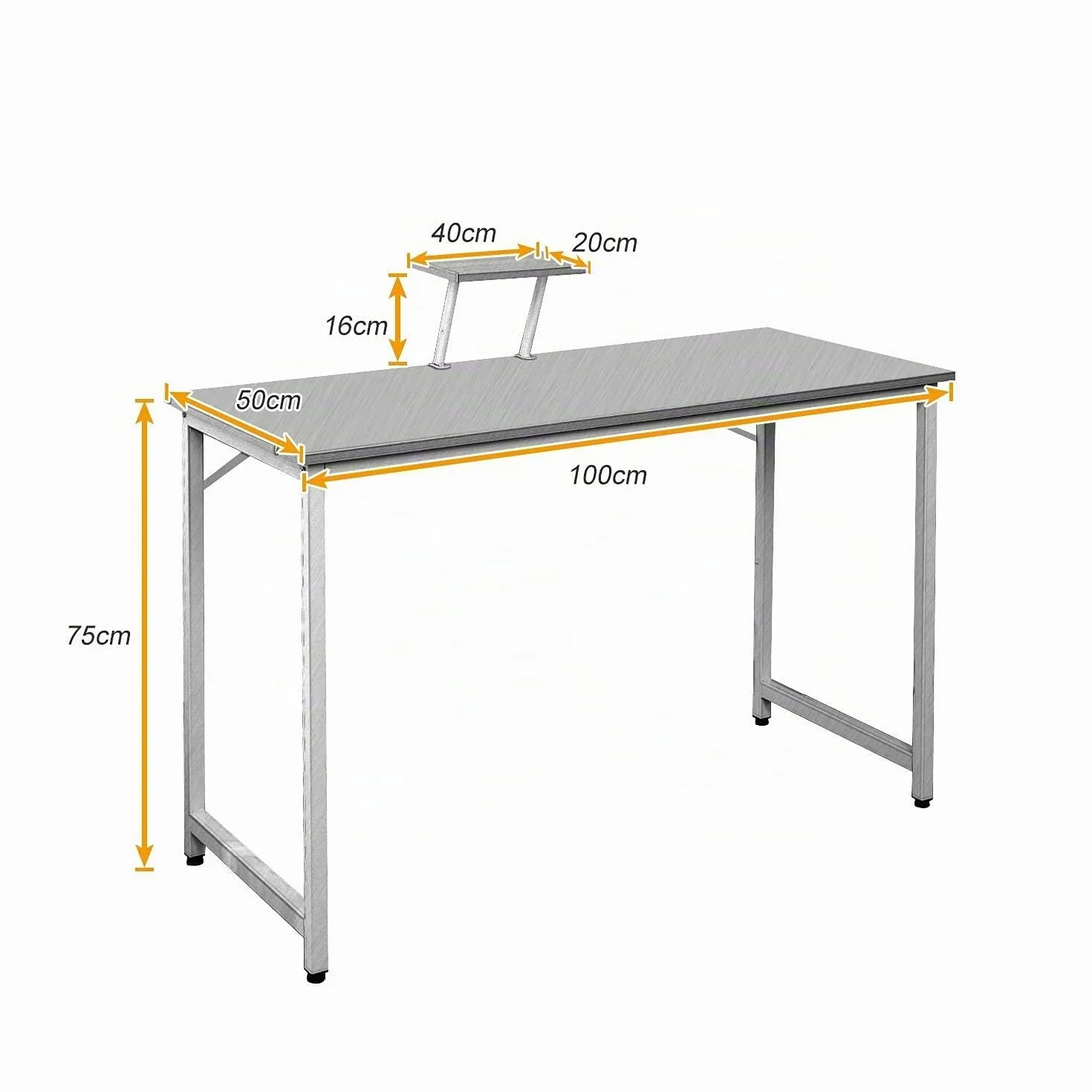 sogesfurniture Mesa de Ordenador Moderno Escritorios para Computadora Escritorio de Oficina Mesa de Trabajo Mesa de Estudio de Madera y Acero, 100x50x75cm, WK-JK100-OK-BH