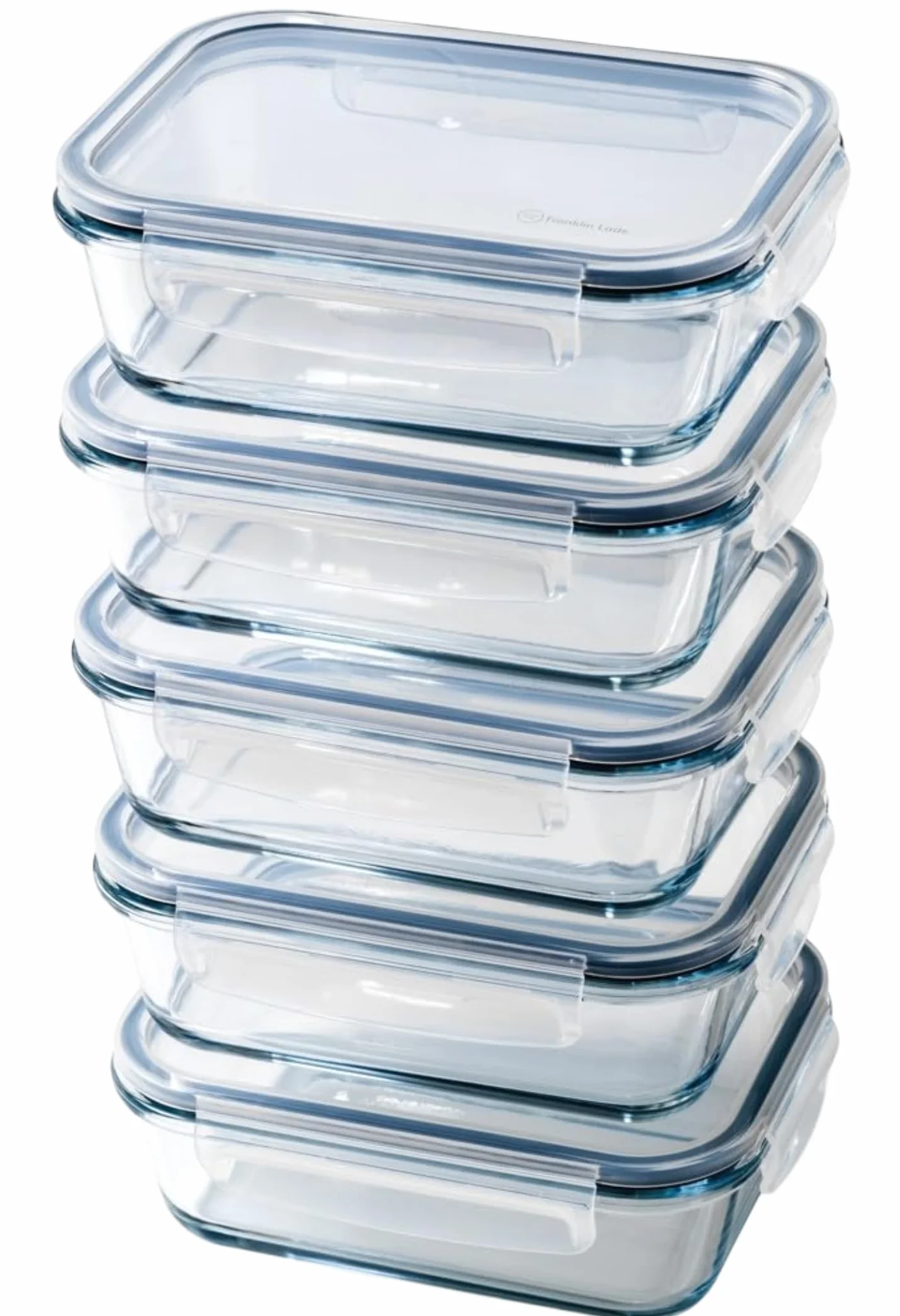 Set 5 Recipientes Vidrio Almacenaje Alimentos 860 ml| Tapas herméticas sin BPA + 3 sellos de silicona de repuesto | Fiambreras para Comida | Microondas, Horno, Congelador, Lavavajillas