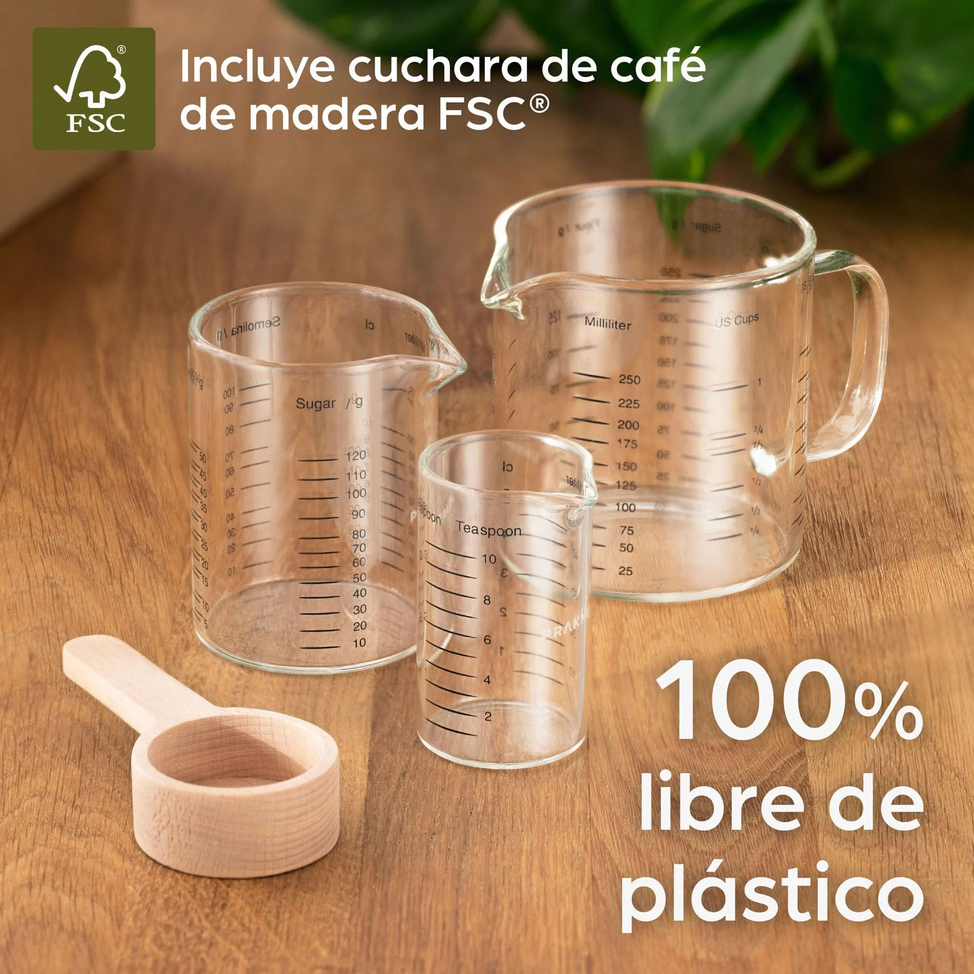 Jarra Medidora de Cristal 50ml 125ml 250ml Escala Precisa Apilable Resistente al Calor y al Microondas