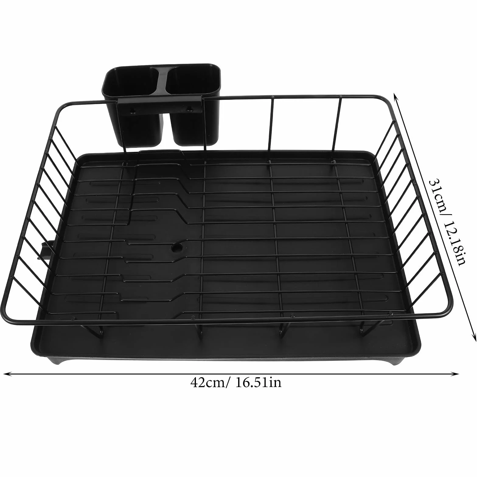 GALPADA Escurridor para Fregadero de Cocina de Gran Capacidad en Color Negro Rejilla para Secar Platos y Soporte para Cubiertos Resistente y Duradero
