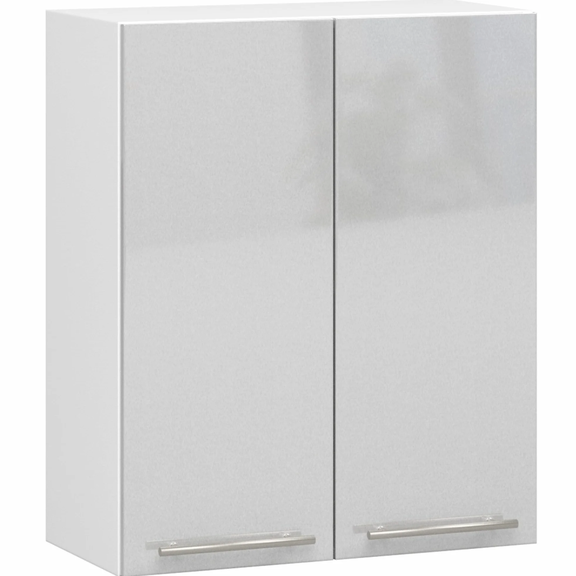 AKORD - Armario de cocina colgante Oliwia W60 | Mueble con 2 puertas y 2 estantes | Armario de almacenamiento | 60x30x72 cm | Blanco | Metallic Brillante