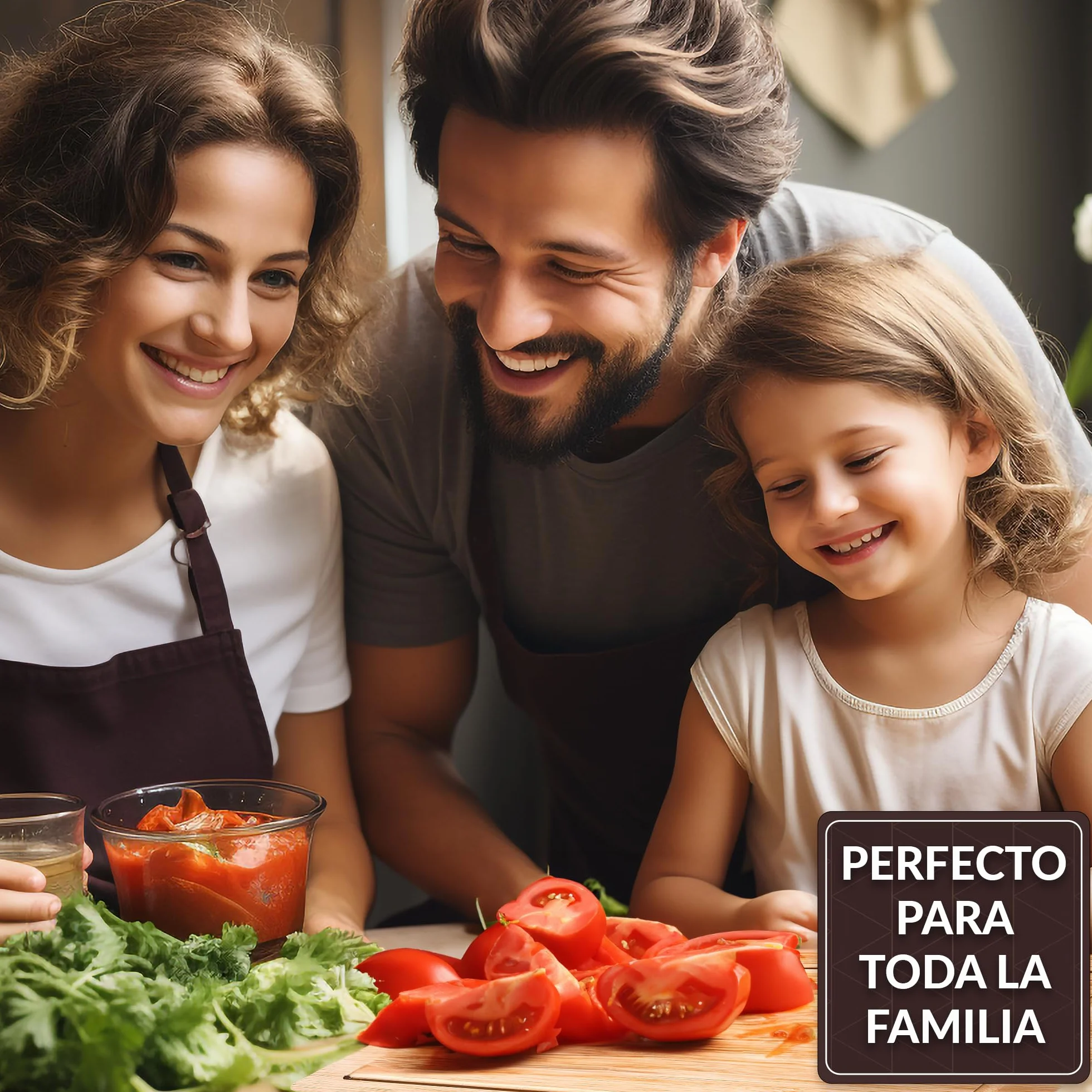 Tabla Cortar Cocina Madera Bambú 35x25x1cm Set 3 Cuchillos Profesional