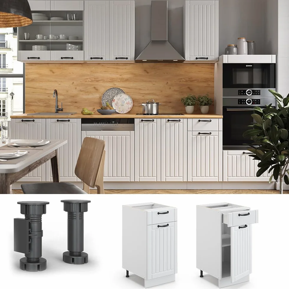 Vicco Mueble bajo de Cocina Fame-Line, Blanco casa de Campo, 40 cm sin encimera, para Combinar con Otros módulos de la Serie Fame-Line