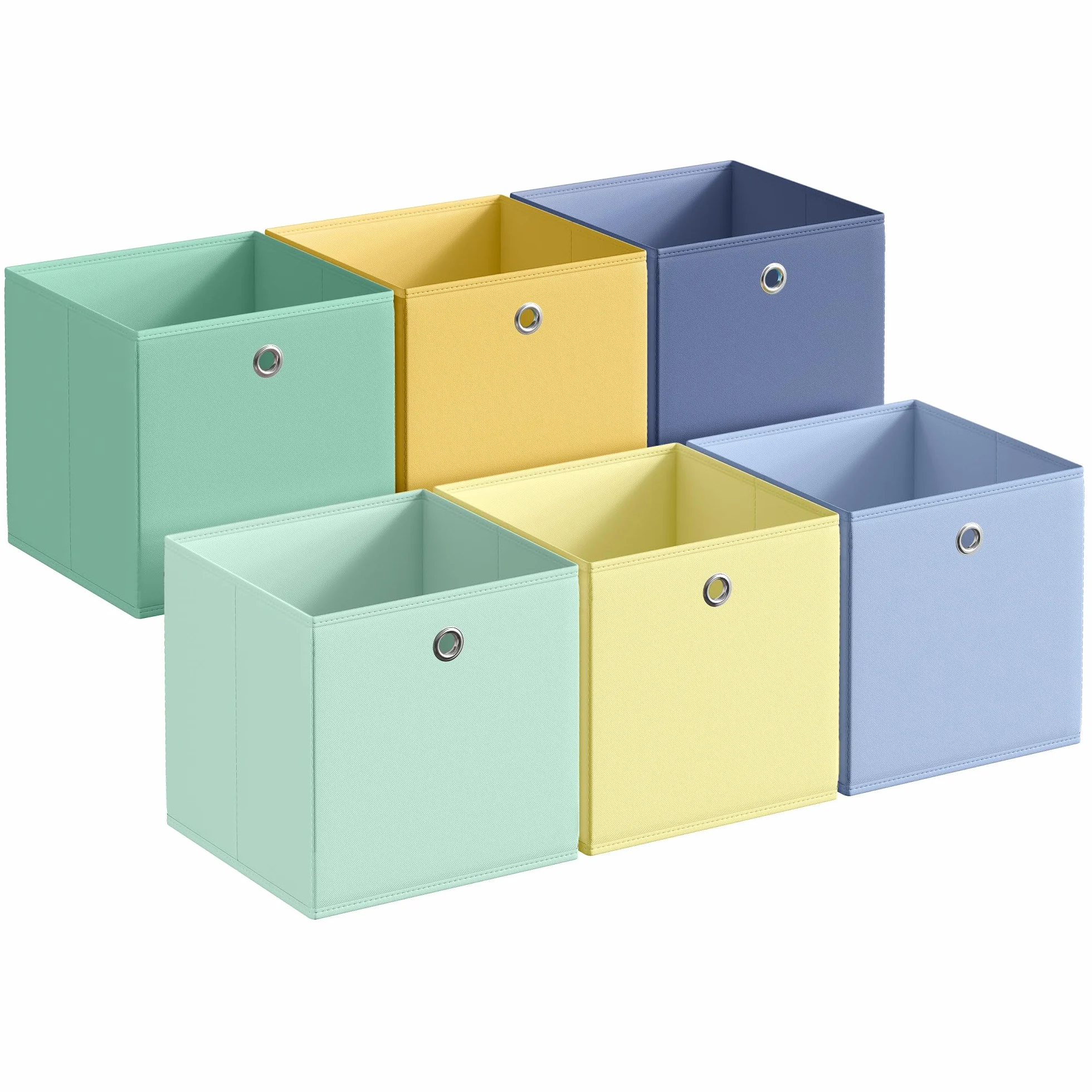 SONGMICS Caja de Almacenaje Plegable 33x33x33 cm Juego de 6 Tela Organizador para Estantería Cúbica