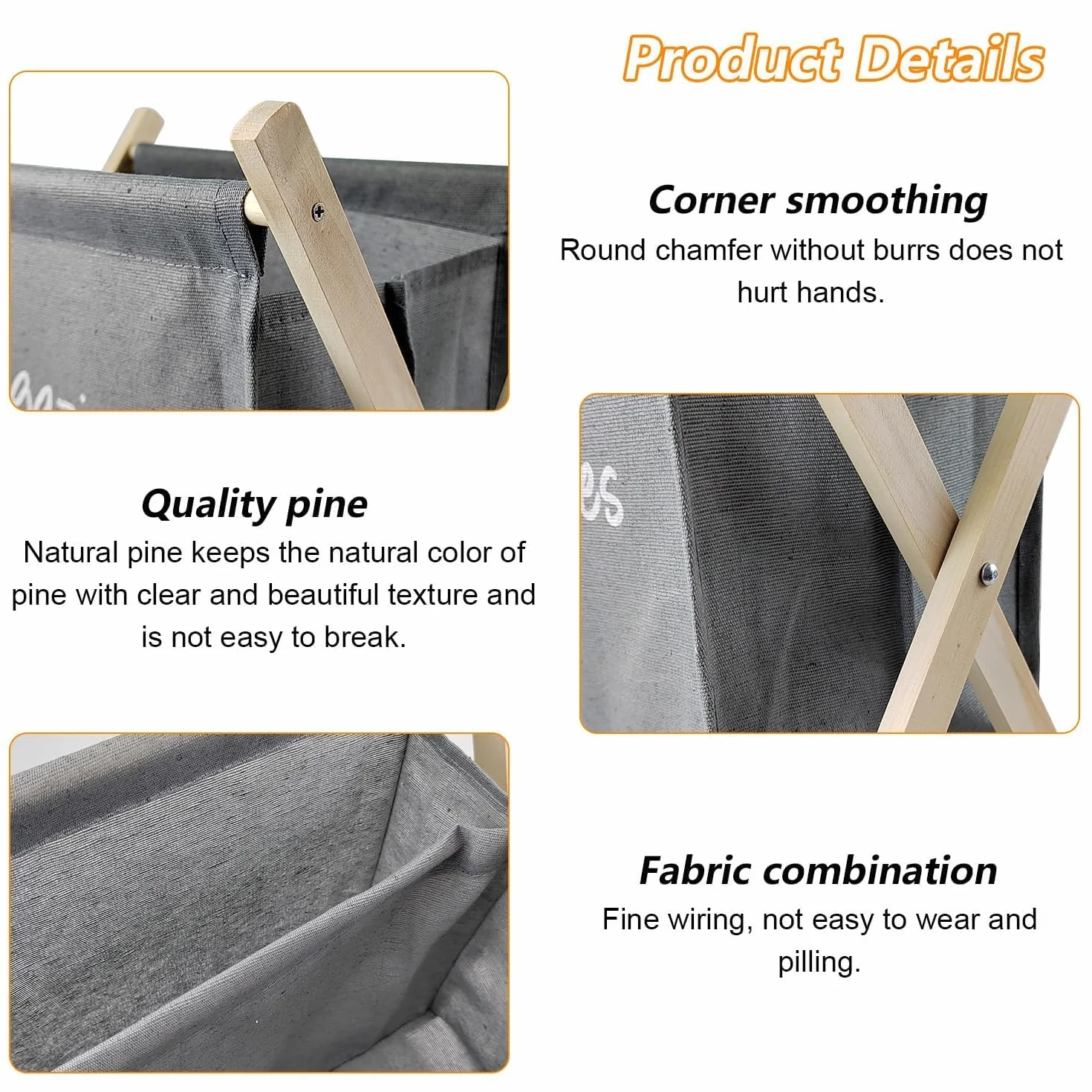 Revistero de Madera Plegable con Tela 30x20x30 cm Gris para Guardar Libros y Periódicos