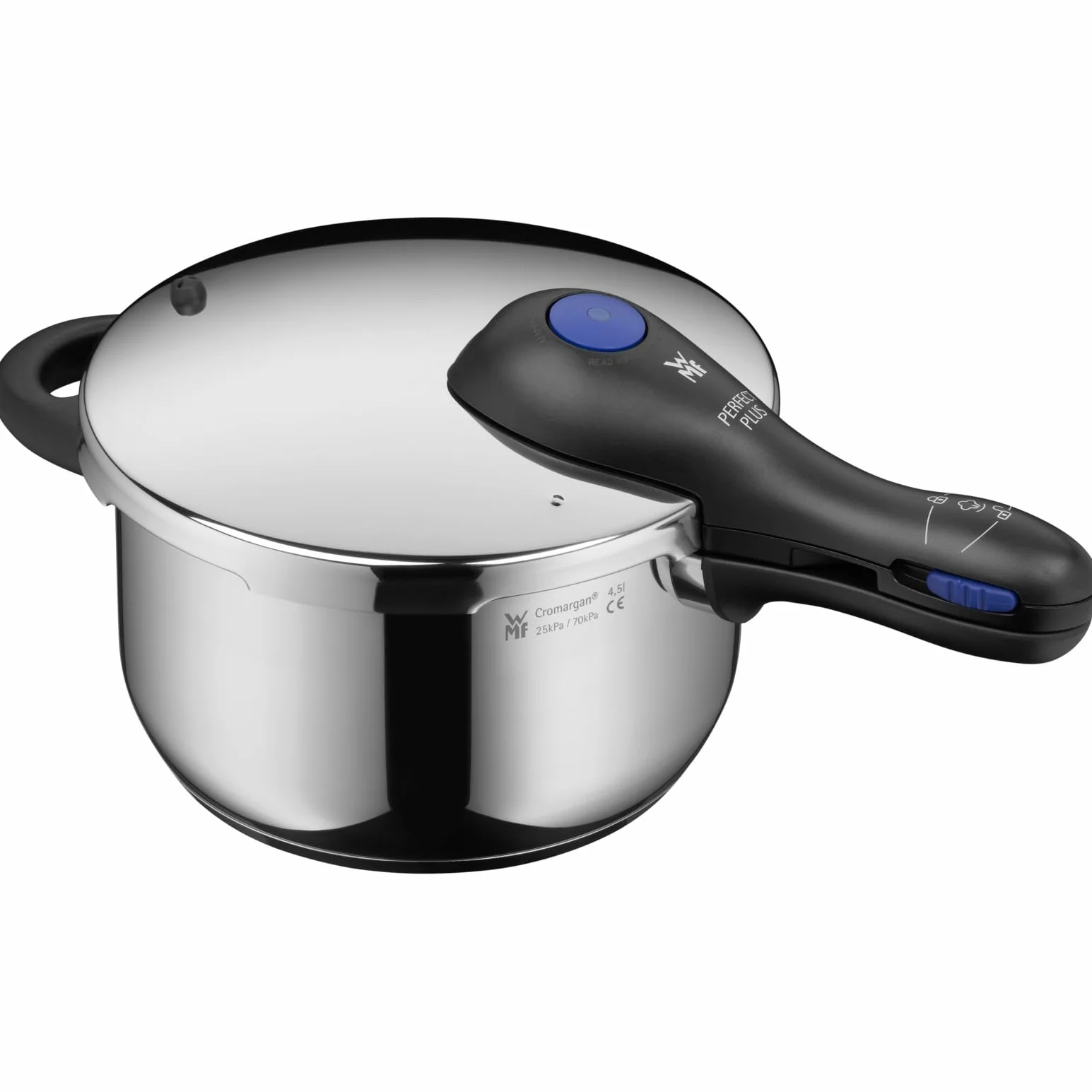 WMF Perfect Plus - Olla Rápida Ø 22 cm de Diámetro de 4 Litros y Medio. Con Protección Contra Llamas. Acero Inoxidable Cromargan para Inducción