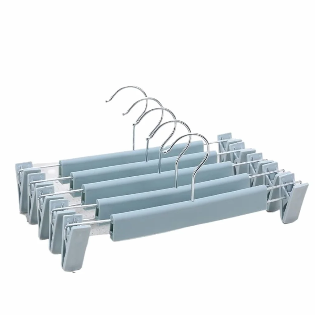 Perchas Ropa Perchas De Plástico Resistentes con Clip Ajustable, Perchas para Pantalones Cortos, Antideslizantes, para Colgar Pantalones, Calcetines, Abrigos Colgadores de Ropa (Color : Blue, Size :