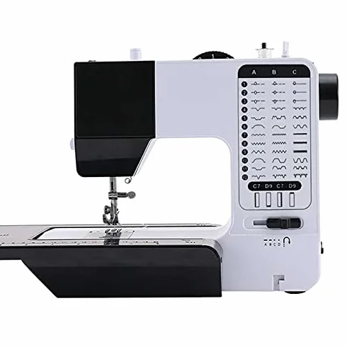 Máquina de coser industrial resistente, máquina de bordar portátil con 38 puntadas integradas, luz nocturna, mesa de extensión para principiantes y usuarios avanzados