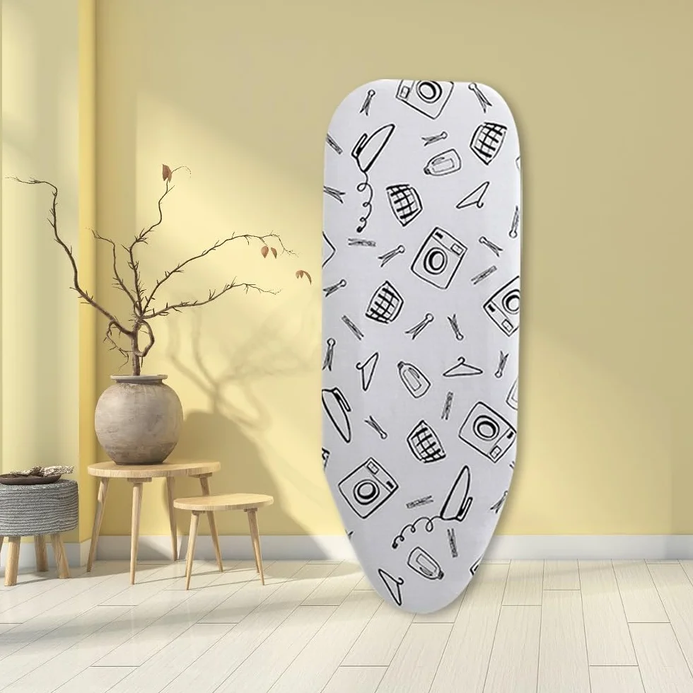 Tabla de Planchar de 33 x 91 cm con Acolchado, Funda Ajustable de algodón con Acolchado, Funda de Repuesto y Almohadilla Resistente a Quemaduras (Blanca)