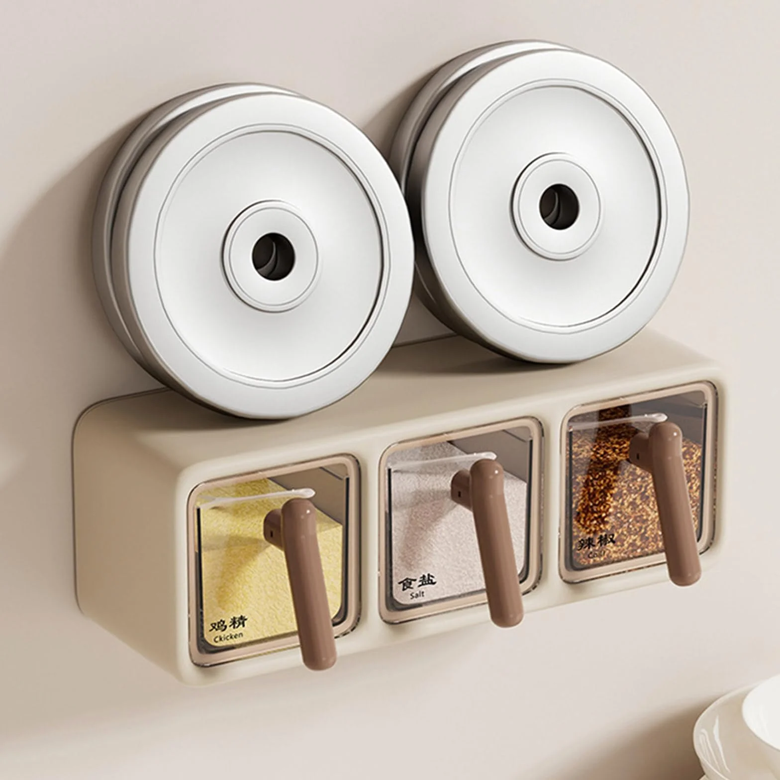 Dispensador de especias montado en la pared, estante de especias de cocina resistente con cucharas para entusiastas de la cocina, perfecto para condimentos y condimentos
