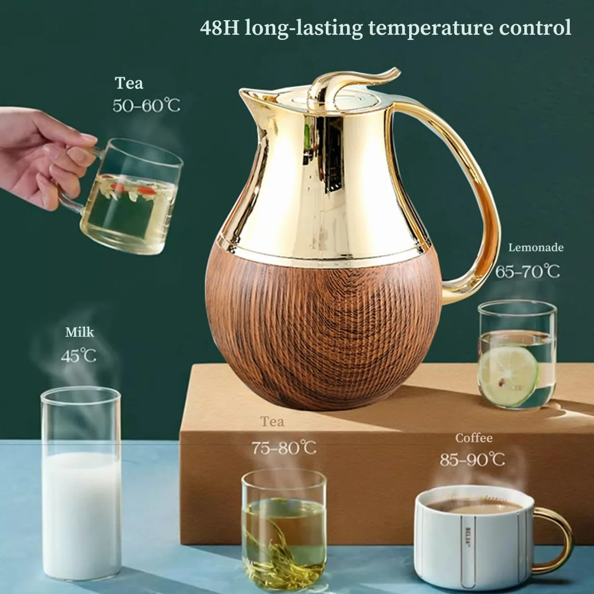Jarra Térmica 1 Litro Hervidores Al Vacío Aislados Jarras De Café Termo De Vacío Para Mantener El Líquido Caliente Y Frío, Mantiene Caliente 24 Horas(/White)
