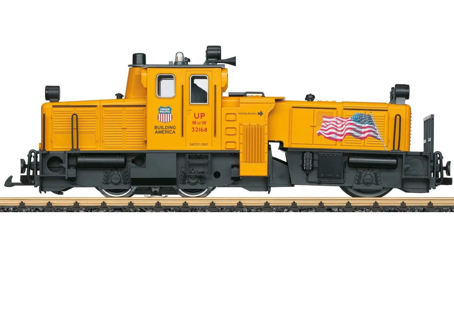 LGB – 21672 Locomotora de Limpieza de rieles – Limpieza Durante la conducción – Potente – Diseño Estados Unidos – Locomotora de ferrocarril de jardín – a Partir de 15 años – Pista G