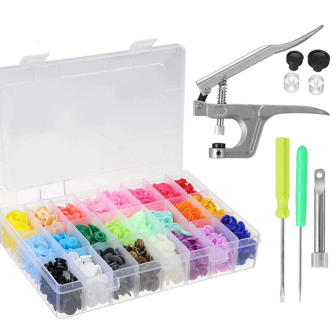 ExcLent 360 Juegos De Sujetador De Plástico Snap Kit Snap Pliers T5 Snap Botones De Mano Herramienta