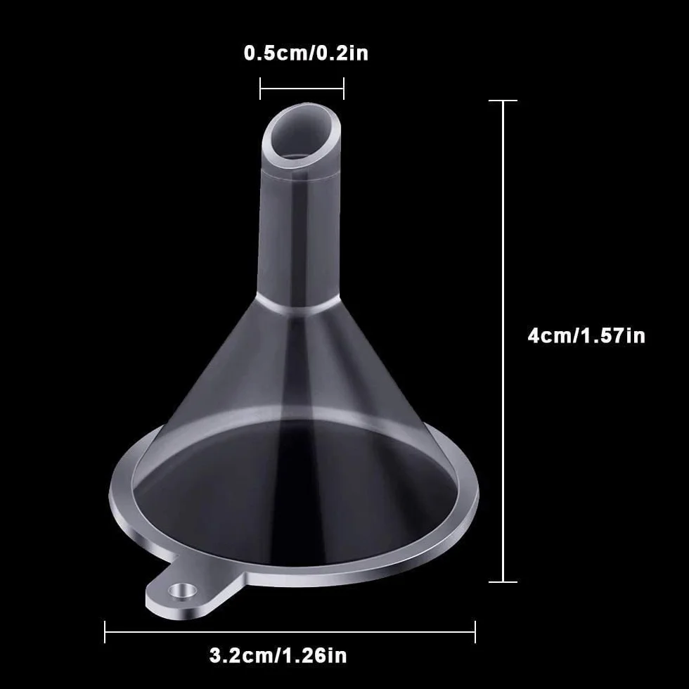 Mini Embudos de Plástico Transparente, 24 PCS, para Llenado de Botellas, Aceites Esenciales, Laboratorio
