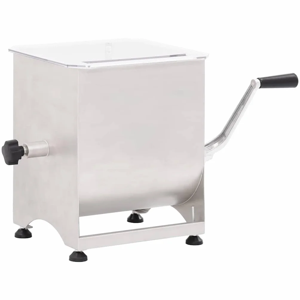 vidaXL Mezcladora Carne con Caja Engranajes de Acero Inoxidable Herramientas Utensilios Uso Diario Profesional Estructura Simple Robusta Plateda
