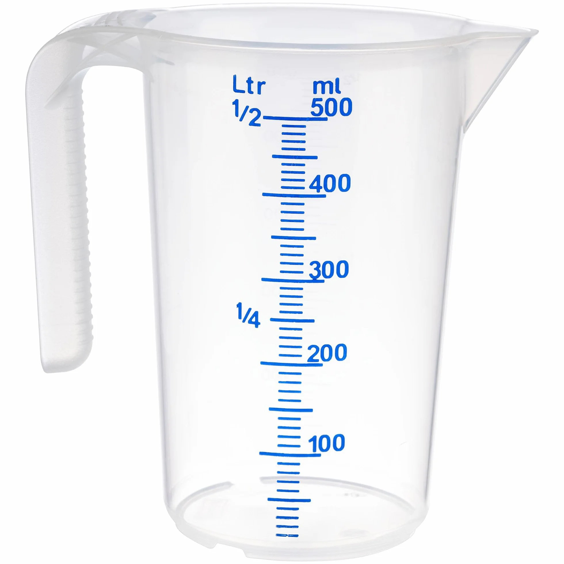 Vaso medidor de plástico 0,5 L con escala exterior, 9 x 14 cm, apto para lavavajillas
