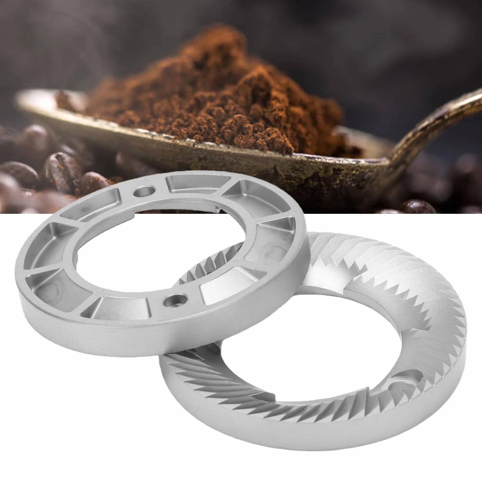 Tnfeeon Molinillo de café con Rebabas Planas, Juego de Repuesto de Acero Inoxidable, Tamaño de Molienda Constante de 2,4 Pulgadas para Prensa Francesa, Baristas Caseros y Mantenimiento de
