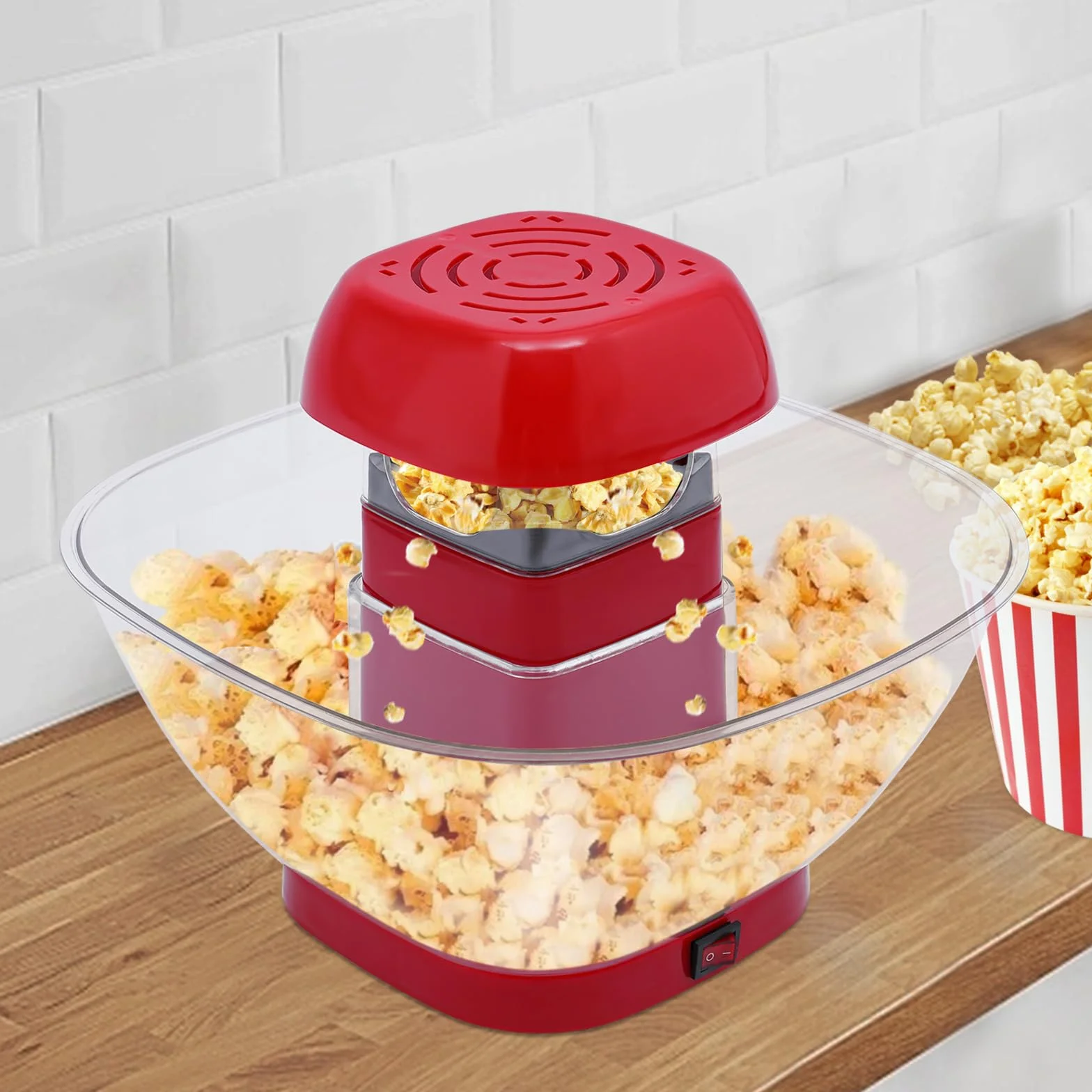 Aparatos de palomitas de maíz con palomitas de maíz, caja resistente, construcción estable, fácil de usar, palomitas estilo cine, termostato integrado, base calefactora, cocina, fiesta de