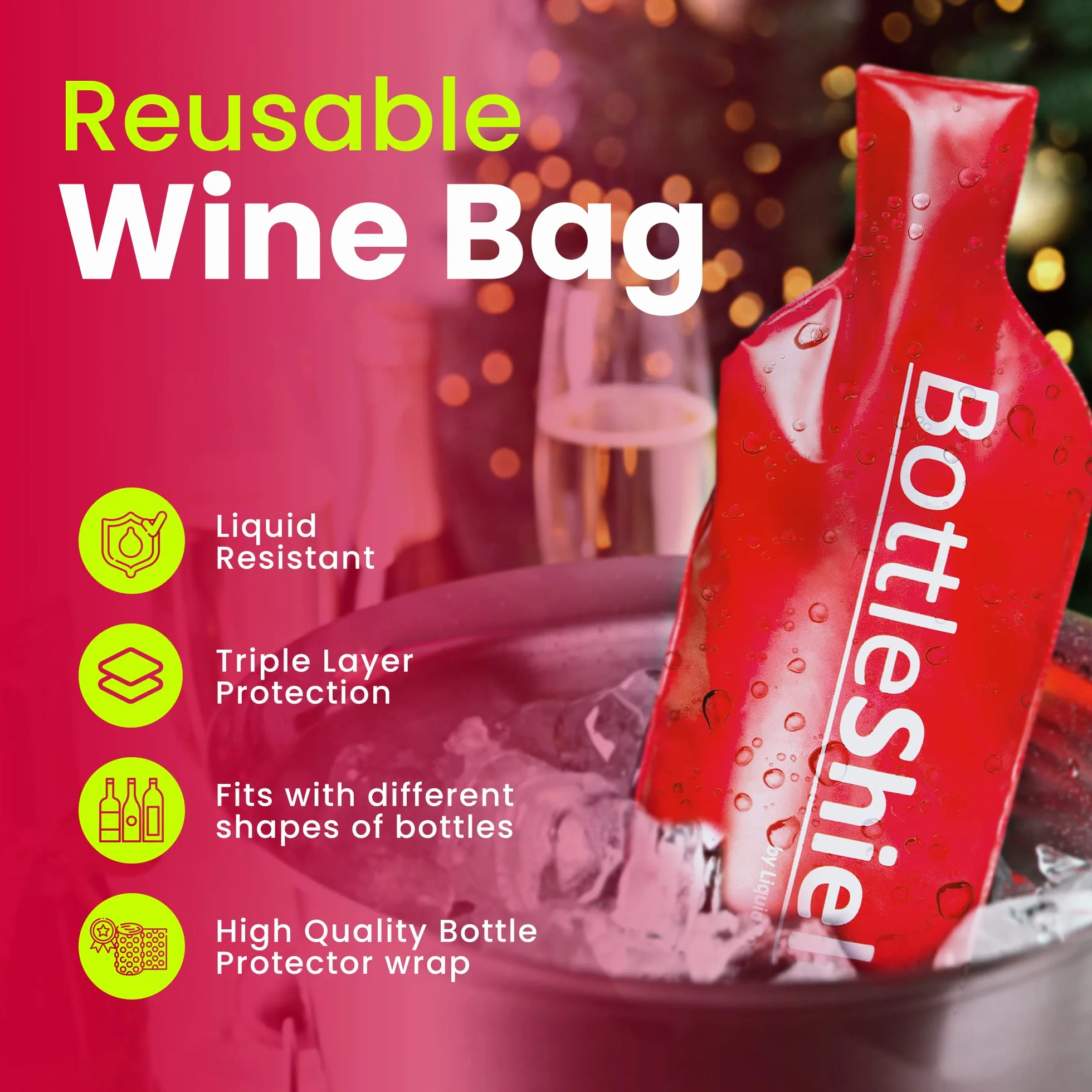 Liquid Spectrum BottleShield - Funda protectora de botella para viajar (juego de 6) reutilizable de doble capa protectora, doble cierre de cremallera con sello a prueba de líquidos, ideal para