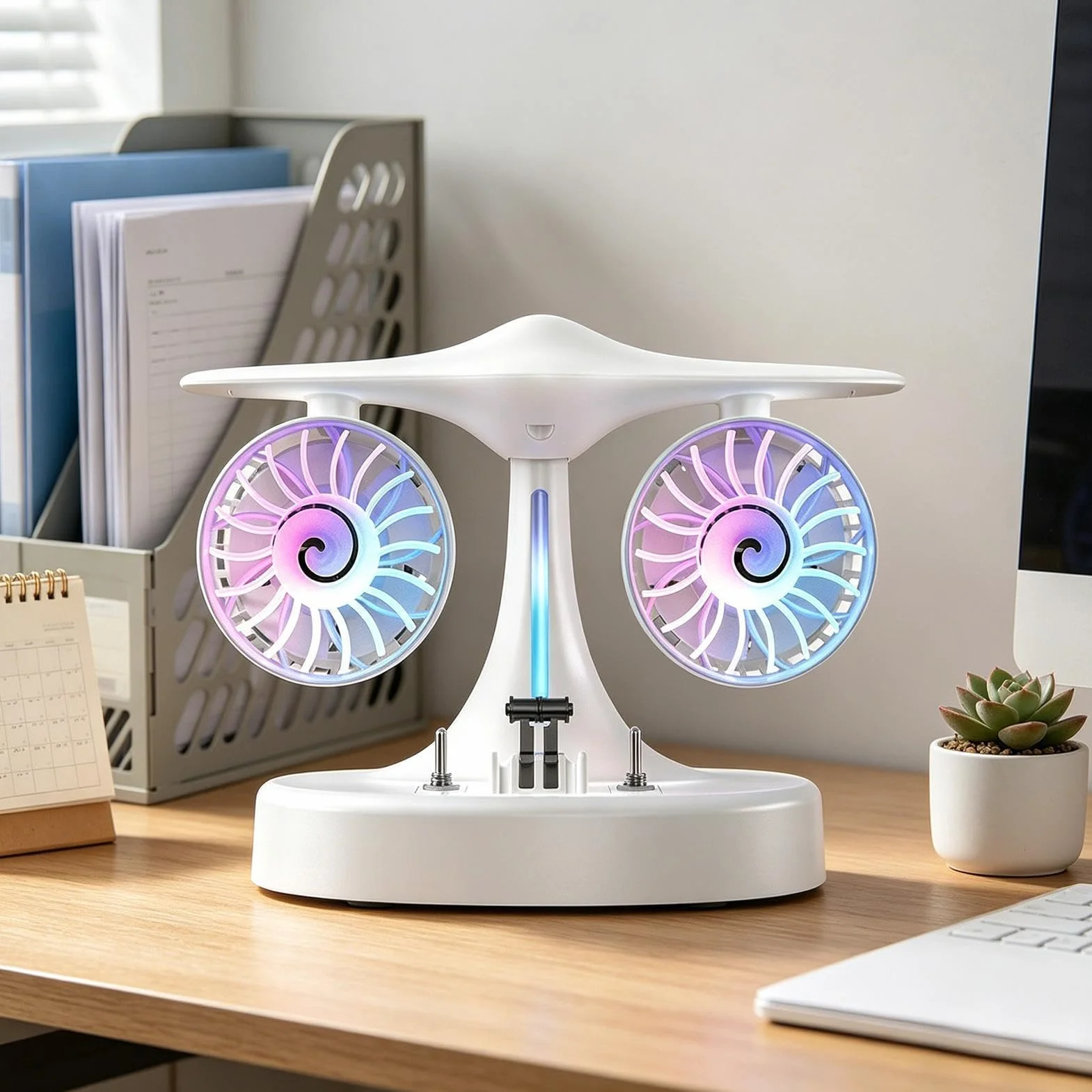 Ventilador De Escritorio Pequeño Portátil Recargable con Nebulización y | Ventilador De Escritorio A Pilas Para Oficina para Oficina en Casa Apartamento Escuela Salón Verano Viaje Camping Ti