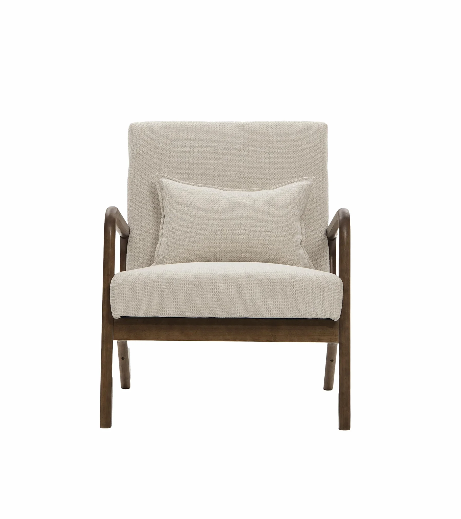 SWEET SOFA® - Butaca nórdica de Madera Maciza Nicole, tapizada Antimanchas, con cojín Incluido. 78x75x65cm (Beige)