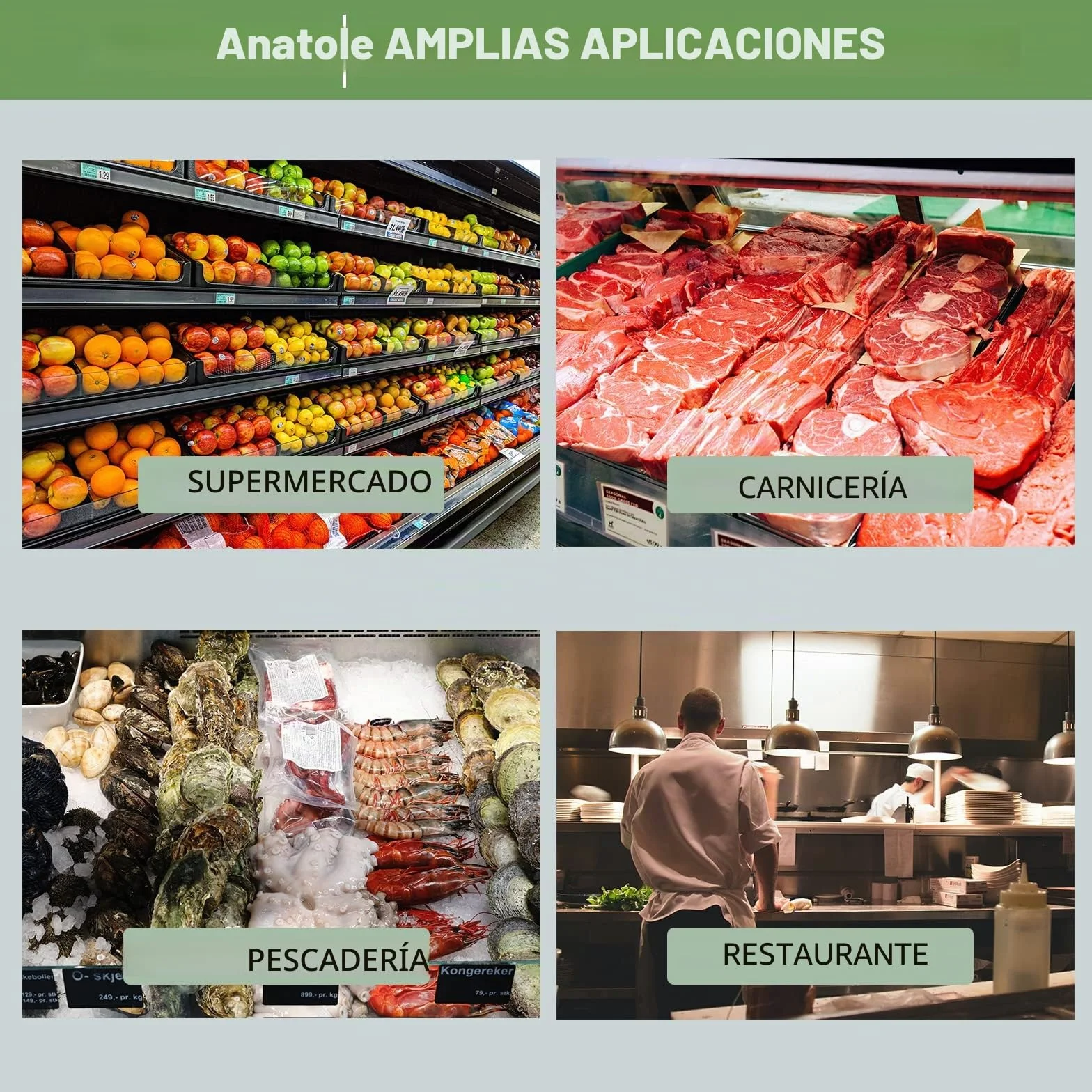 Anatole Envasadora de Film de Alimentos Frescos Comercial con Tabla de Calentamiento Integrada Sellador y Corte de Film Eléctrico Acero Inoxidable 450mm para Verduras Frutas Carne Supermercados