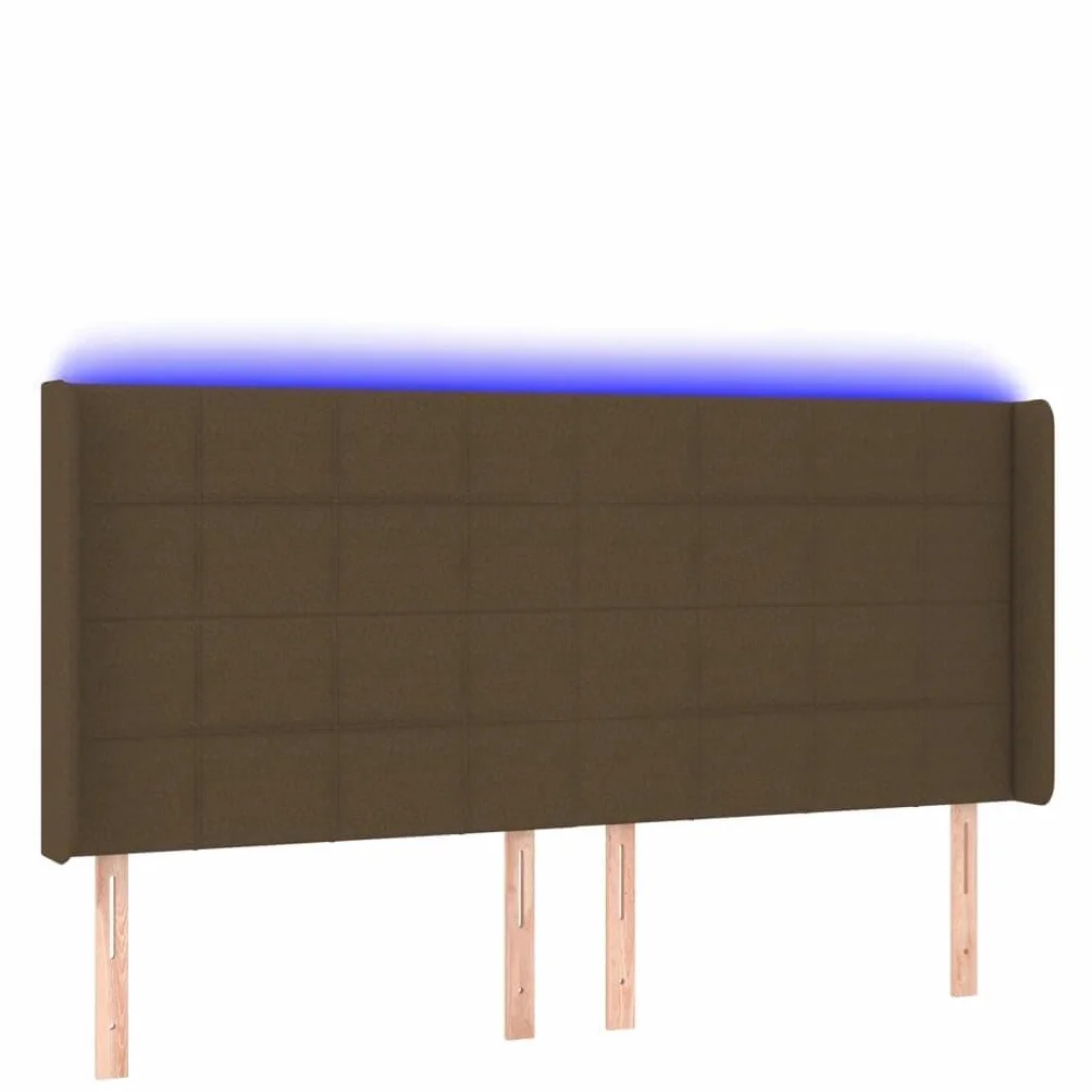 Cabecero de cama LED marrón oscuro, 203 x 16 x 118/128 cm, altura ajustable con tiras LED coloridas, acolchado transpirable, cabecero para jóvenes y adultos en el dormitorio