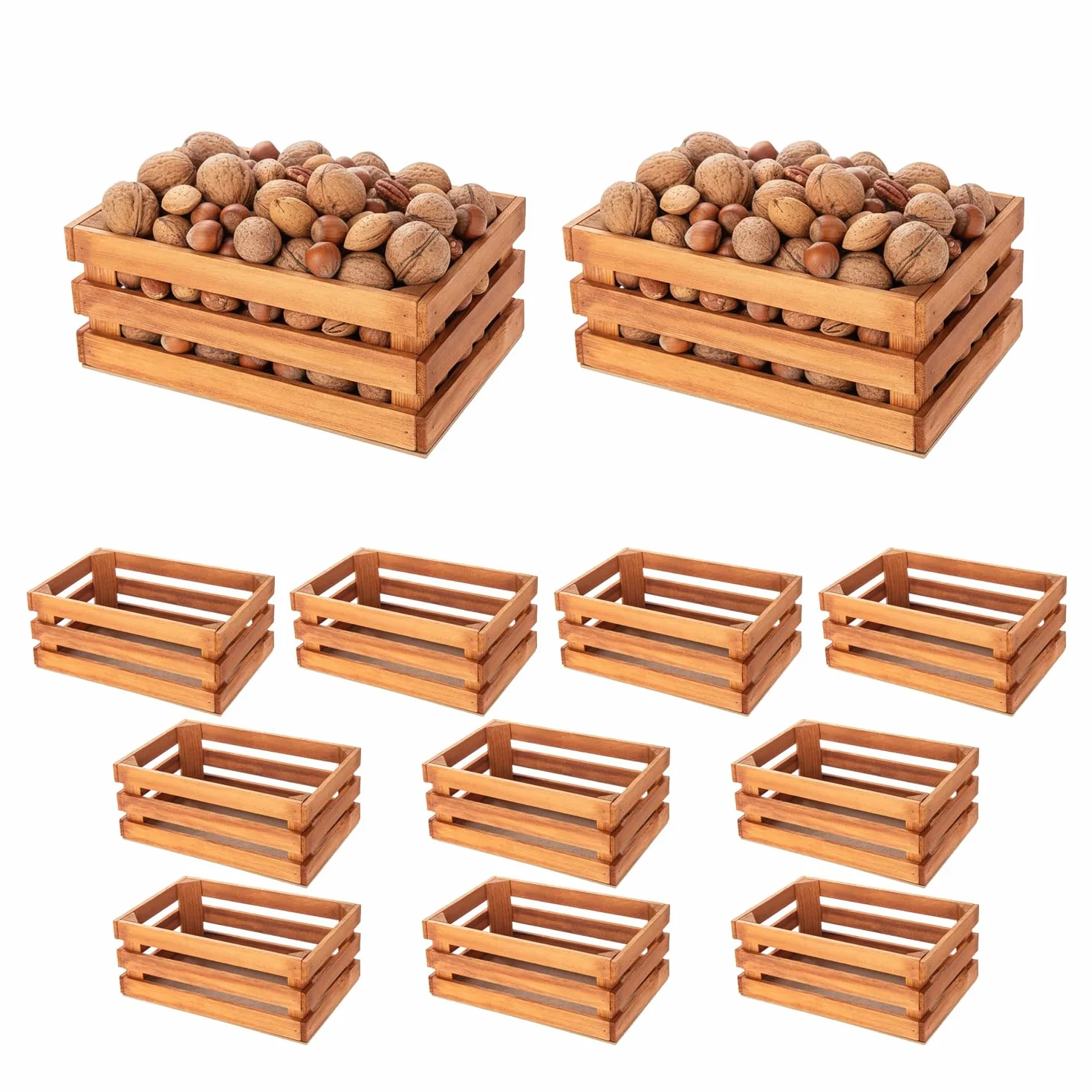 TWO TIGERS Cajas Decorativas de Madera Tintada. Tamaño 23,5x15x9,5 cm. Packs 12 Cajitas. Caja Listones para Guardar Objetos o como Adorno y Diseño del Hogar o Jardín (12)
