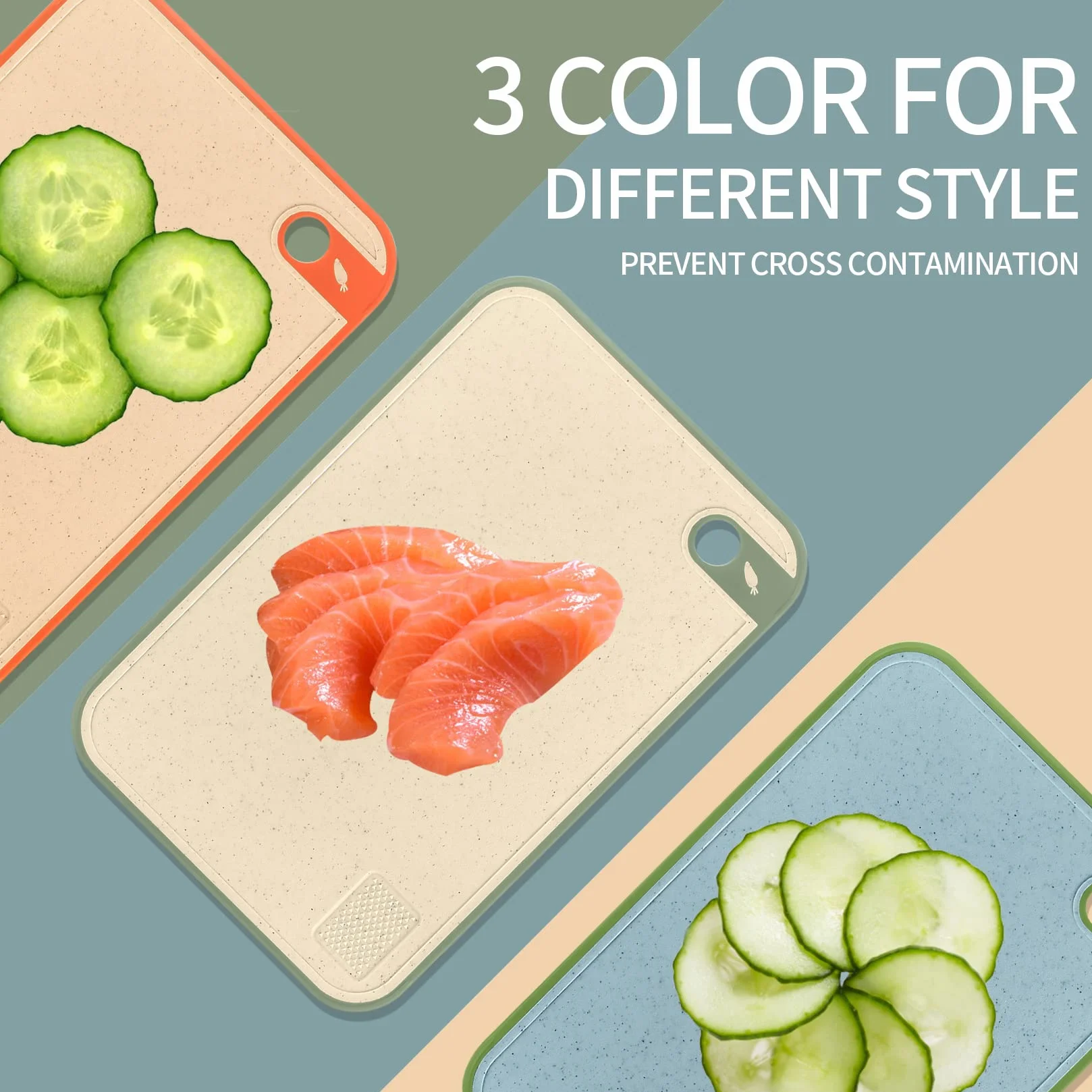 Tablas de cortar gruesas de plástico antideslizantes para cocina, grandes con agujeros para colgar
