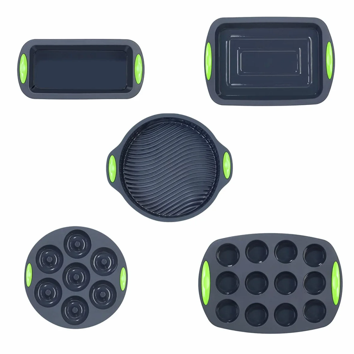 PRETYZOOM Moldes de Silicona para Hornear Pasteles Reutilizables y Fáciles de Limpiar Set de 5 Ideales para Cocina y Repostería Casera