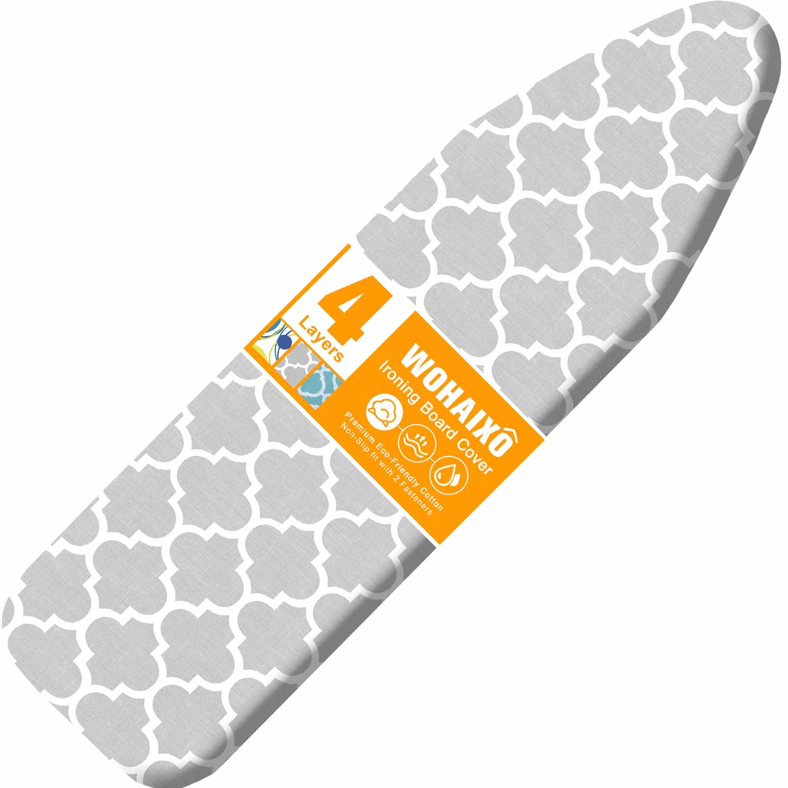 Funda y almohadilla para tabla de planchar, tamaño estándar de 15 x 54 pulgadas, cubierta de repuesto para tabla de hierro extra gruesa de 4 capas que resisten quemaduras y manchas con borde elástico