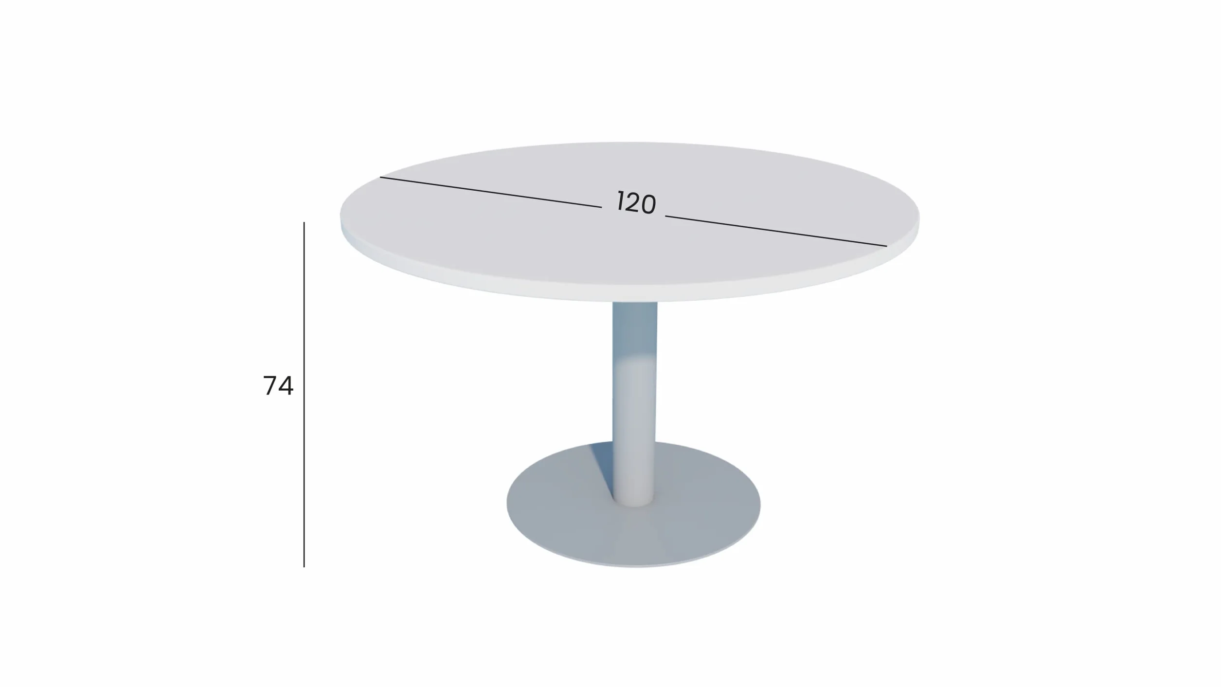 Mesa de Reuniones, Redonda, Blanca. 120Ø. con Base Cilíndrica.