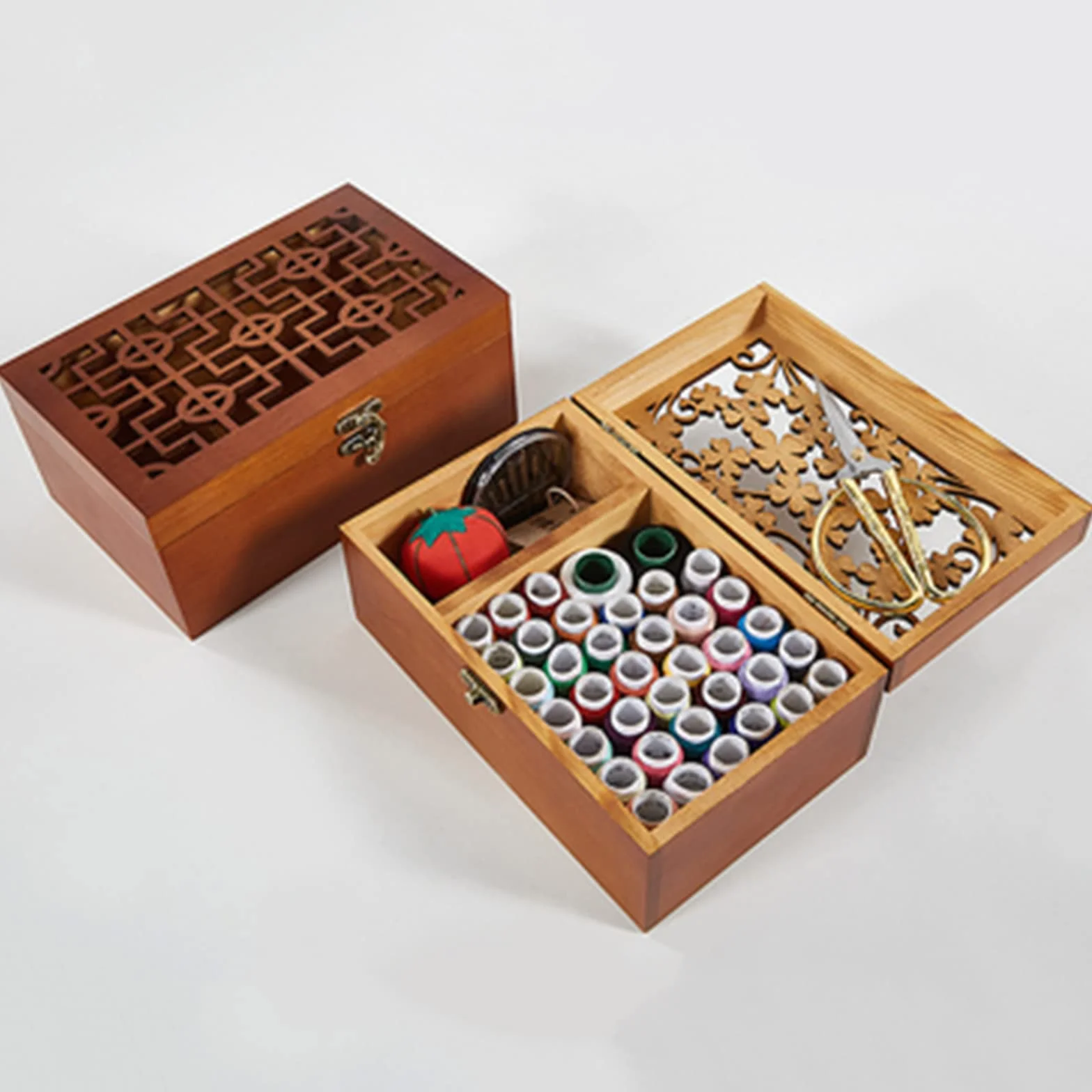 Caja de Costura, Kit de Costura, Caja de Almacenamiento Retro de Madera Maciza, Adecuada for Principiantes, Aficionados, Hombres, Mujeres, G (Color : F)