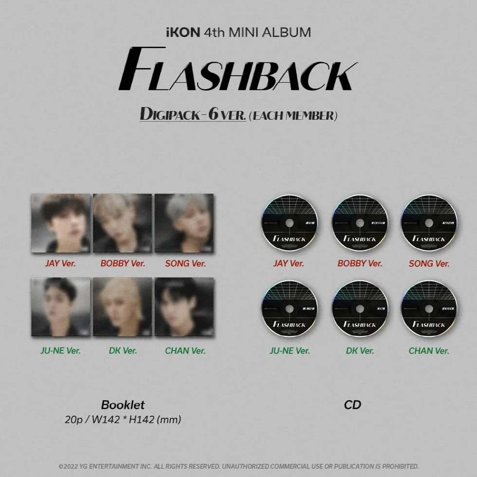 iKON - 4º Mini Álbum Flashback Digipack ver. CD+Extra Photocards Set (6 versiones)
