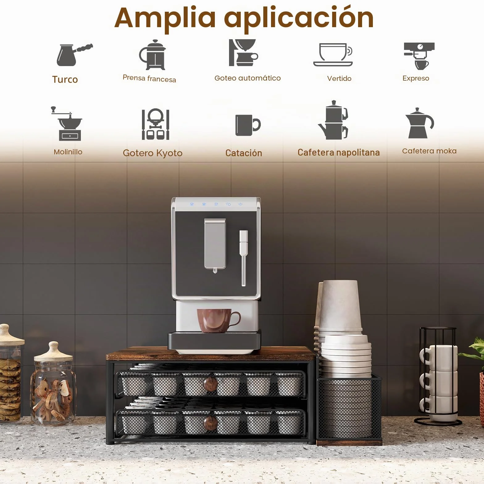 TQVAI Cajón Almacenaje Cápsulas 60 Cápsulas 2 Niveles Organizador Cafetera Dolce Gusto Negro
