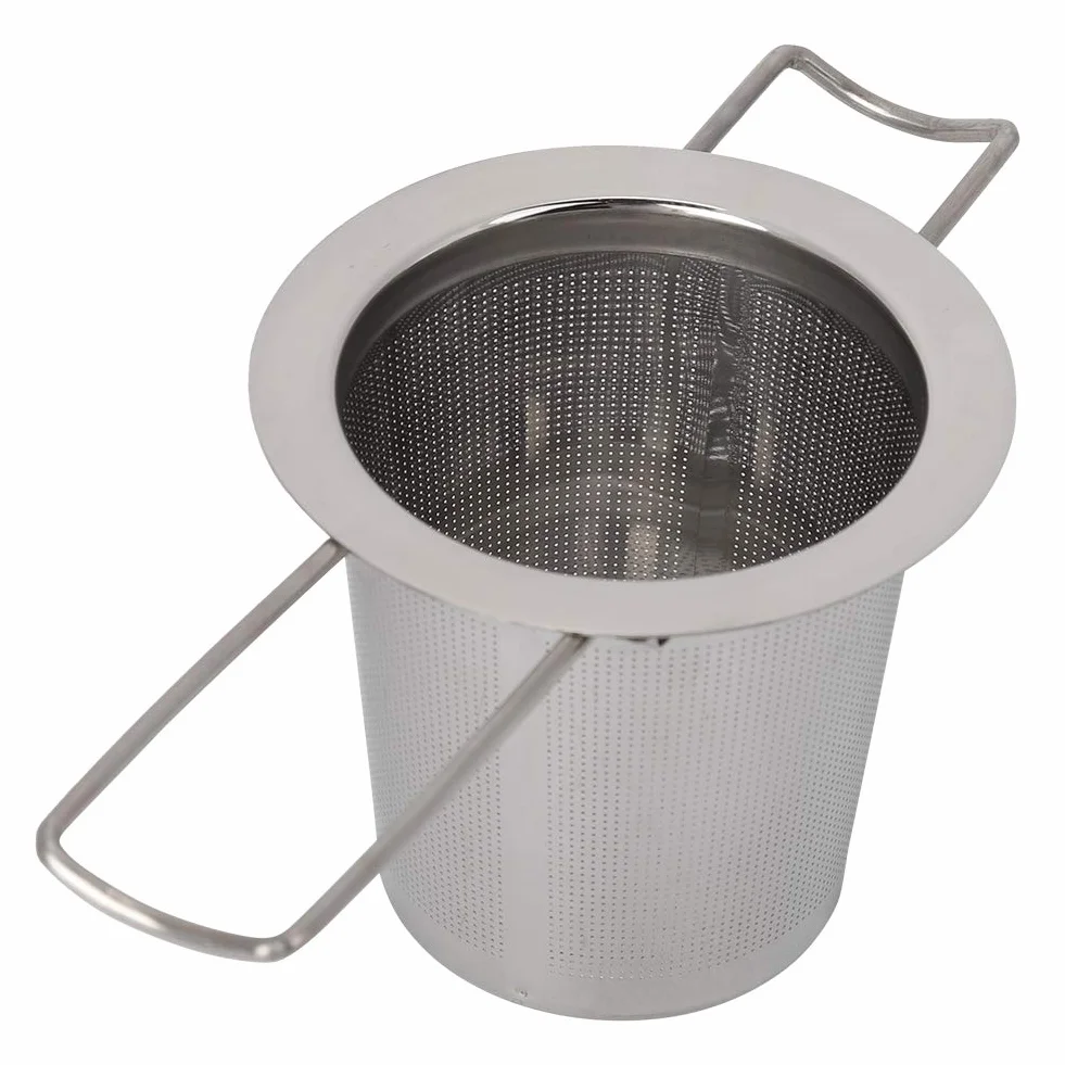 Infusor de té de malla fina de acero inoxidable Colador de té suelto Filtro plegable con tapa