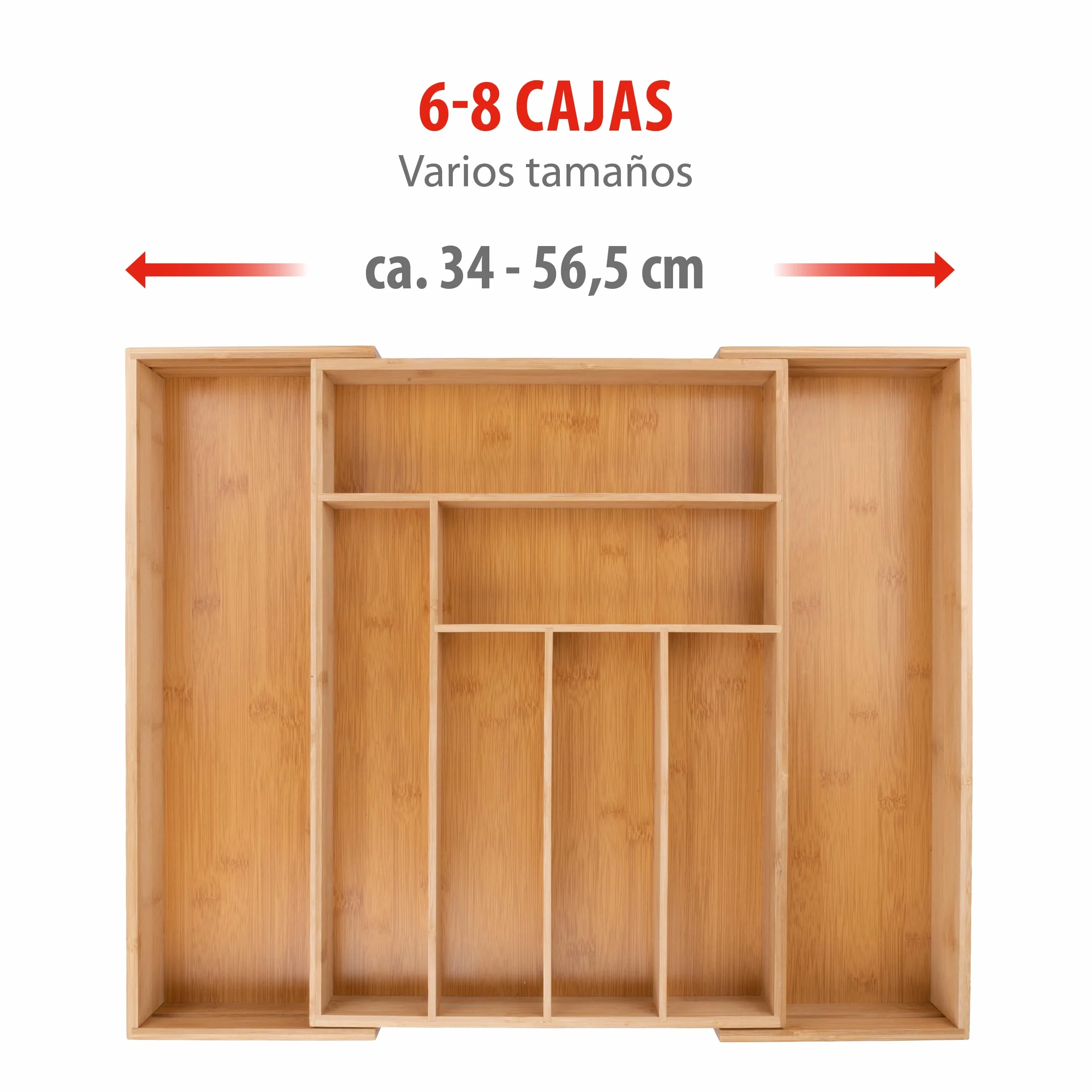 Organizador Cajones Alpina Extensible 46x34-56,5x6 cm 8 Compartimentos Bambú