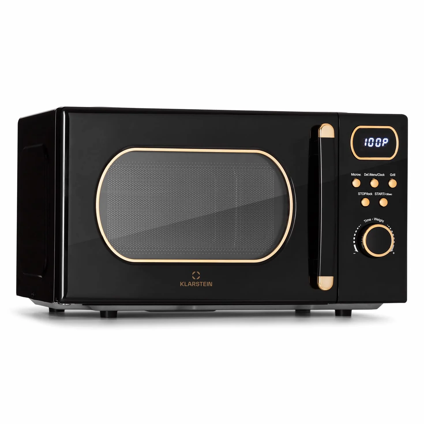 Klarstein Horno Microondas de Encimera Compacto 800W Grill Acero Inoxidable 20L Digital Inteligente