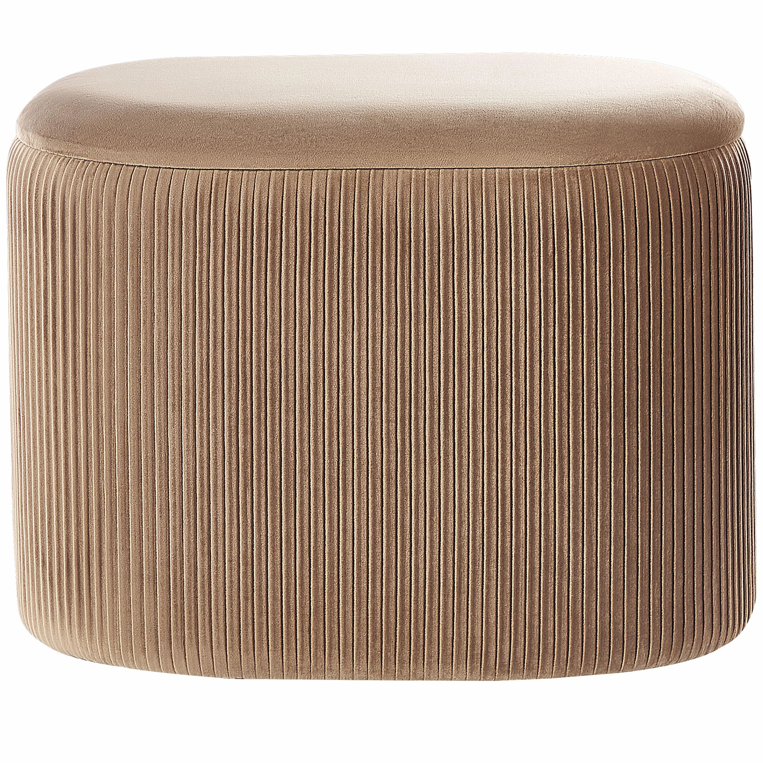 Beliani Puf de Terciopelo Beige almacenaje reposapiés Glamour Sala de Estar Dormitorio Richland