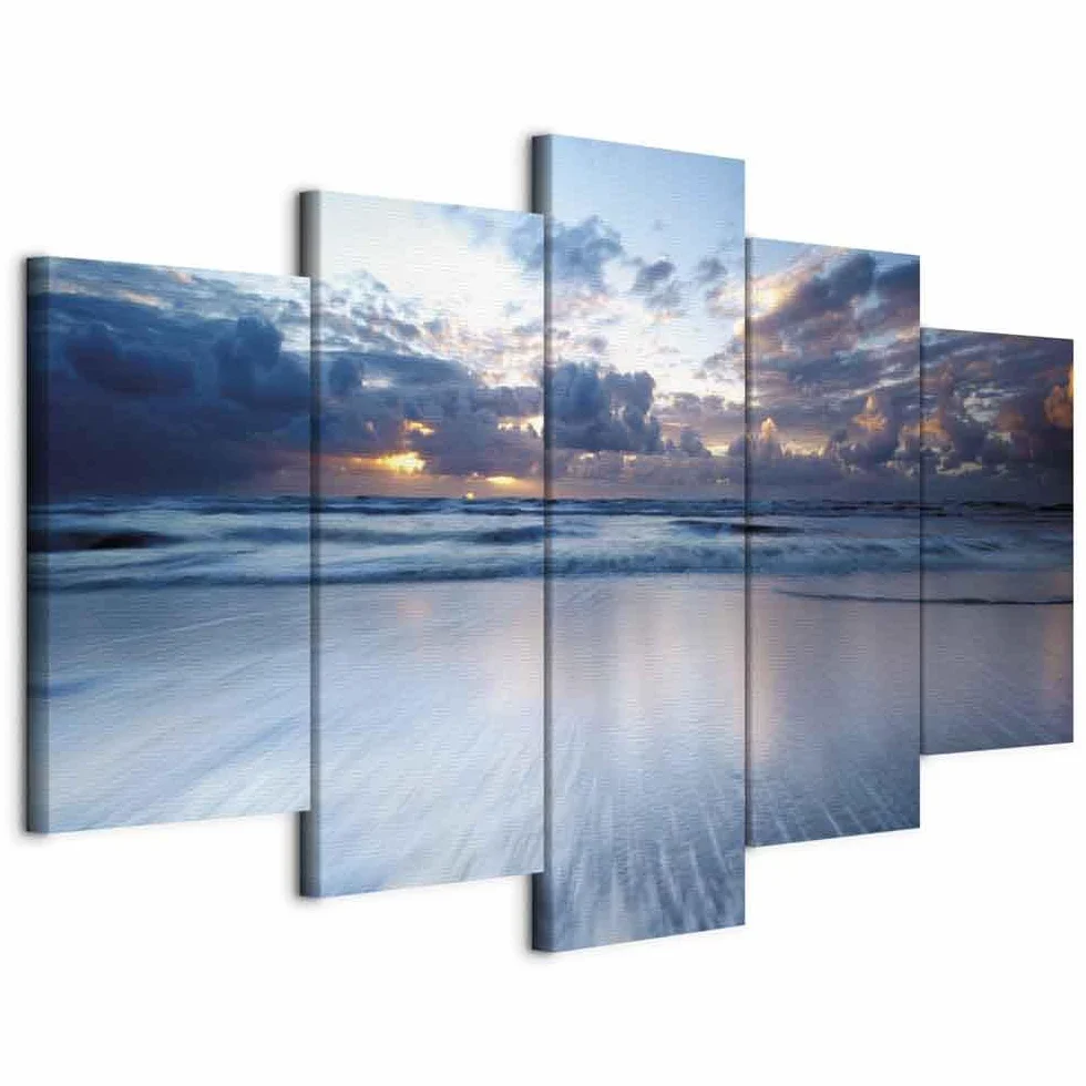 Cuadros B&D XXL - Cuadro en Lienzo Paisaje Naturaleza 225x112 cm 5 piezas - Impresión en material tejido no tejido cuadros decoracion salon modernos lienzos - Mar y Playa 030212-50