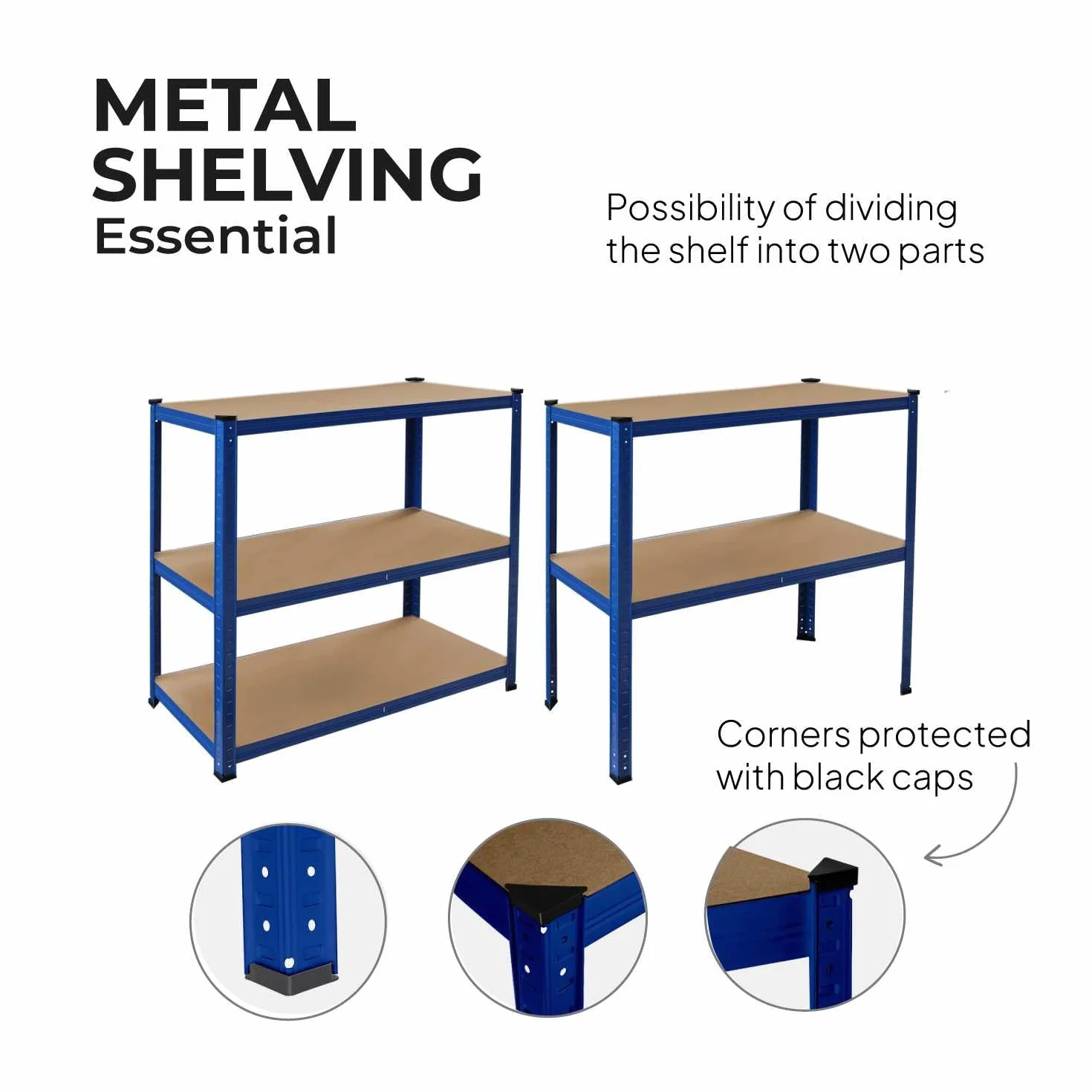 OcioDual Estanteria Metalica Azul Essential, Estanteria Almacenaje Trastero, 180x90x40cm, Estante Cocina, Estanterias Almacenaje Trastero, Estanterias Metalicas Sin Tornillos