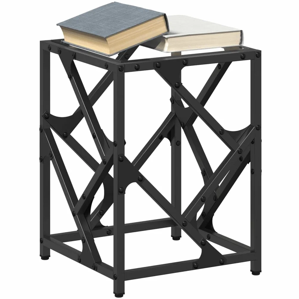 Mesa de centro con tapa de cristal transparente, 30 x 30 x 41 cm, estructura de acero, diseño moderno, robustas mesas de salón para aperitivos y bebidas