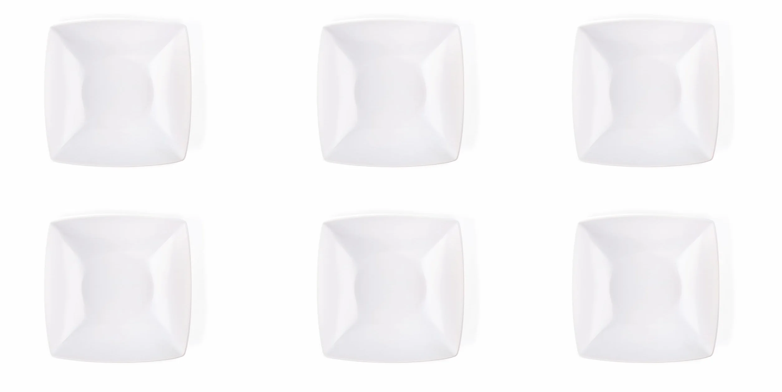 Excelsa Eclipse - Juego de 6 platos hondos cuadrados, de cerámica, blanco