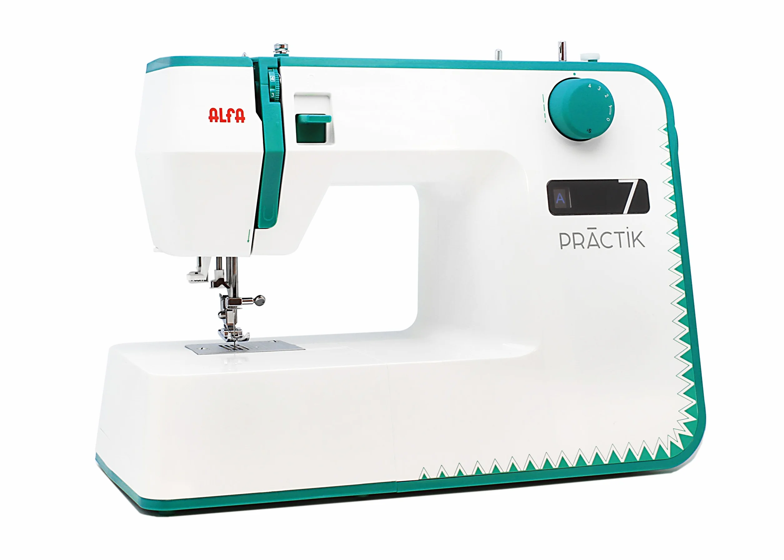 Alfa Máquina de Coser Practik 7, 23 Puntadas, Luz LED, Chasis metálico