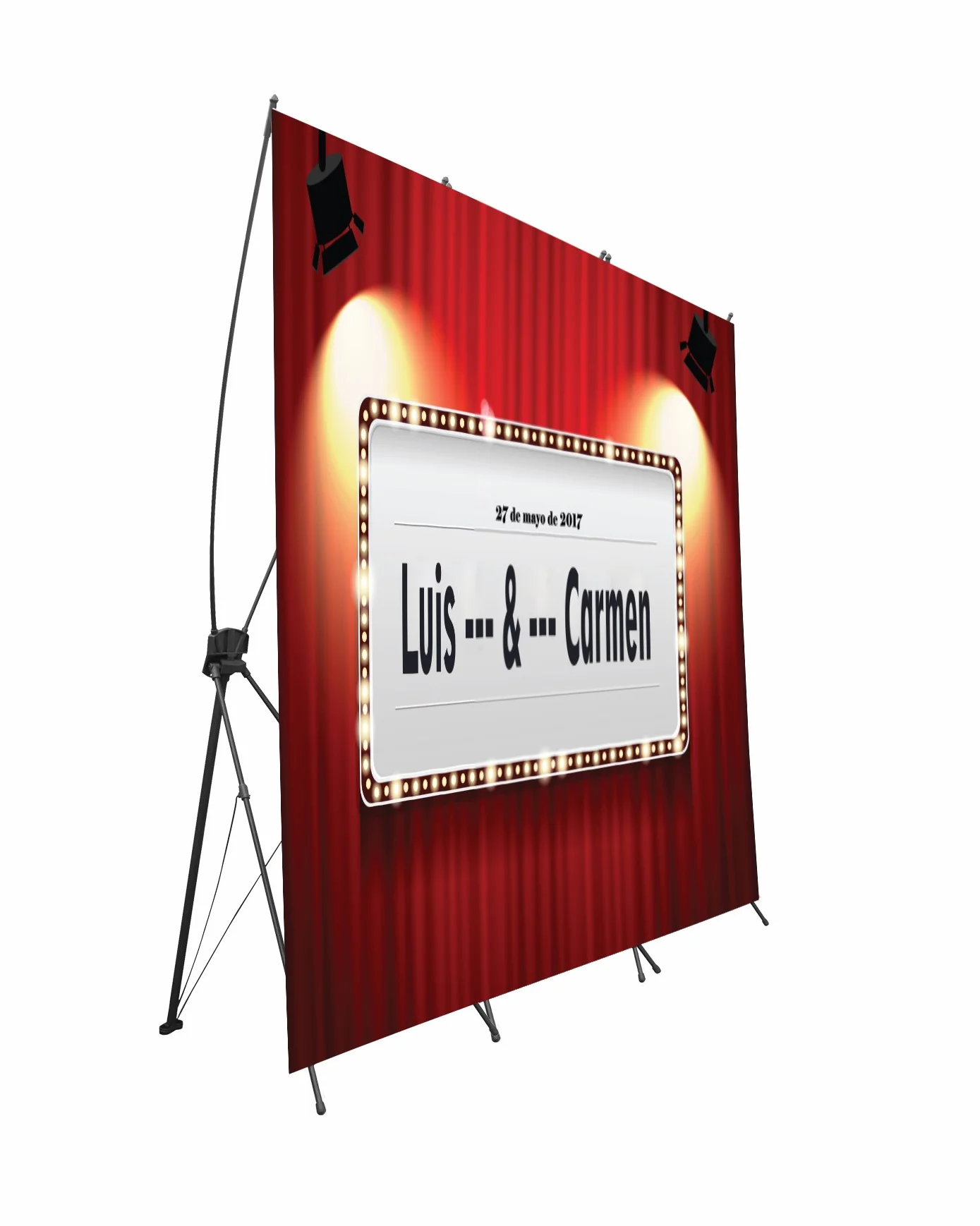Oedim Photocall Flexible 100% Personalizado Cine peliculas Talla XX con Soporte X 250x180 | Expositor publicitario Fabricado en Lona Montados sobre Banners con Soporte X